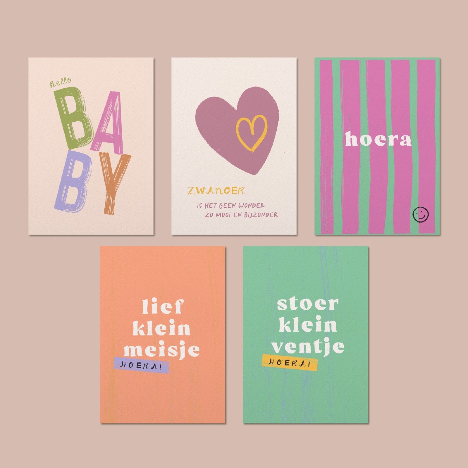 Kaartenset zwanger & baby | 5 kaarten