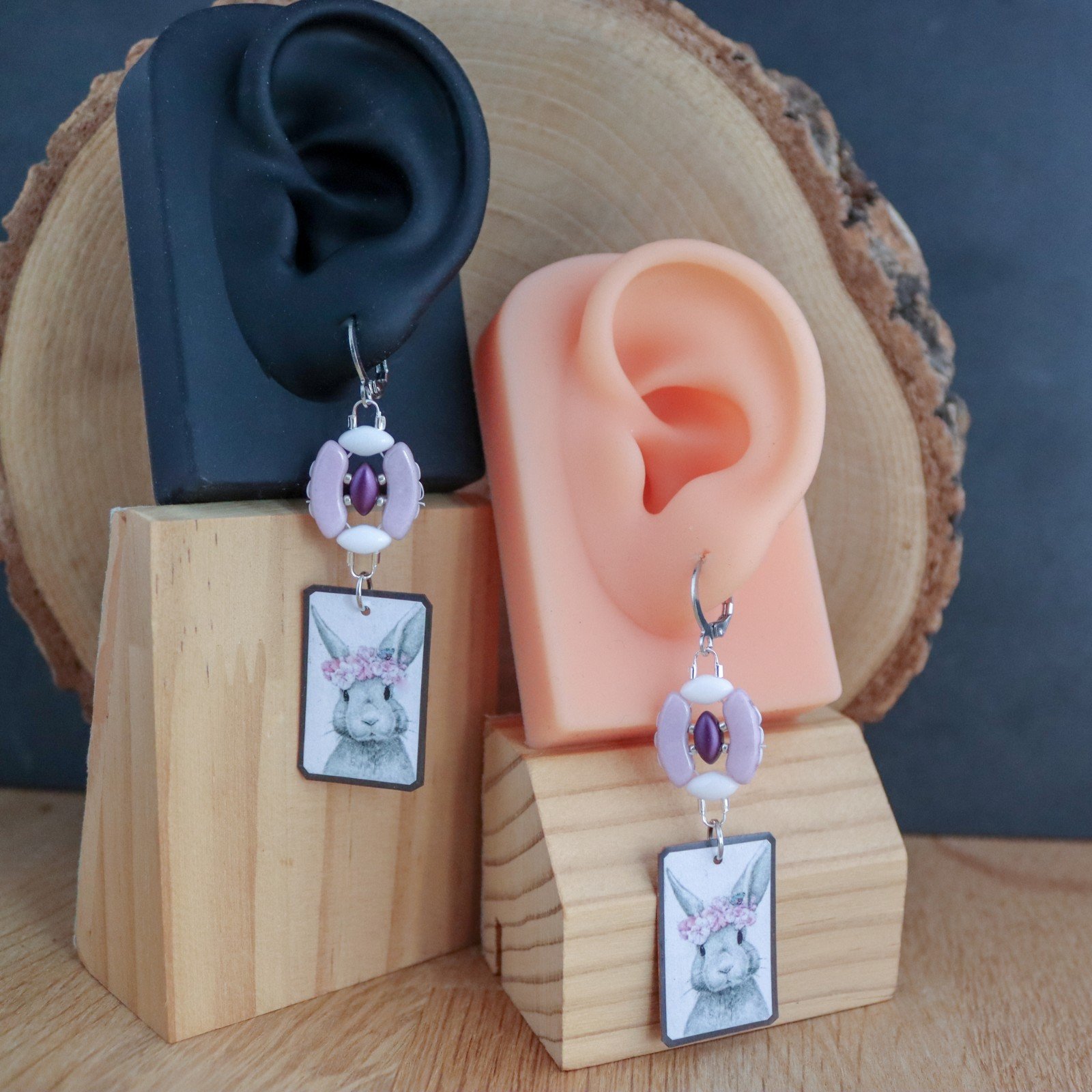 Konijnen oorbellen met paasei component van kralen voor Pasen - 68999.jpeg Konijnen oorbellen met paasei component van kralen voor Pasen