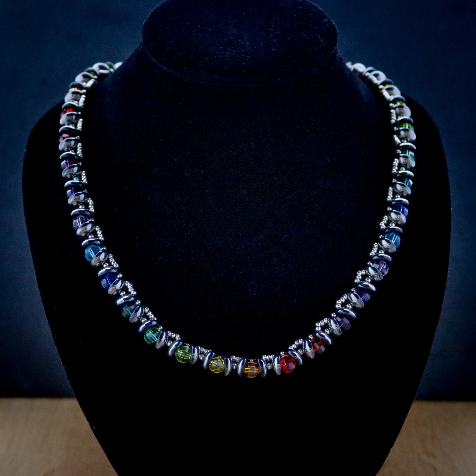 Stralende Regenboogketting met glaskristal en zilverkleurige accenten