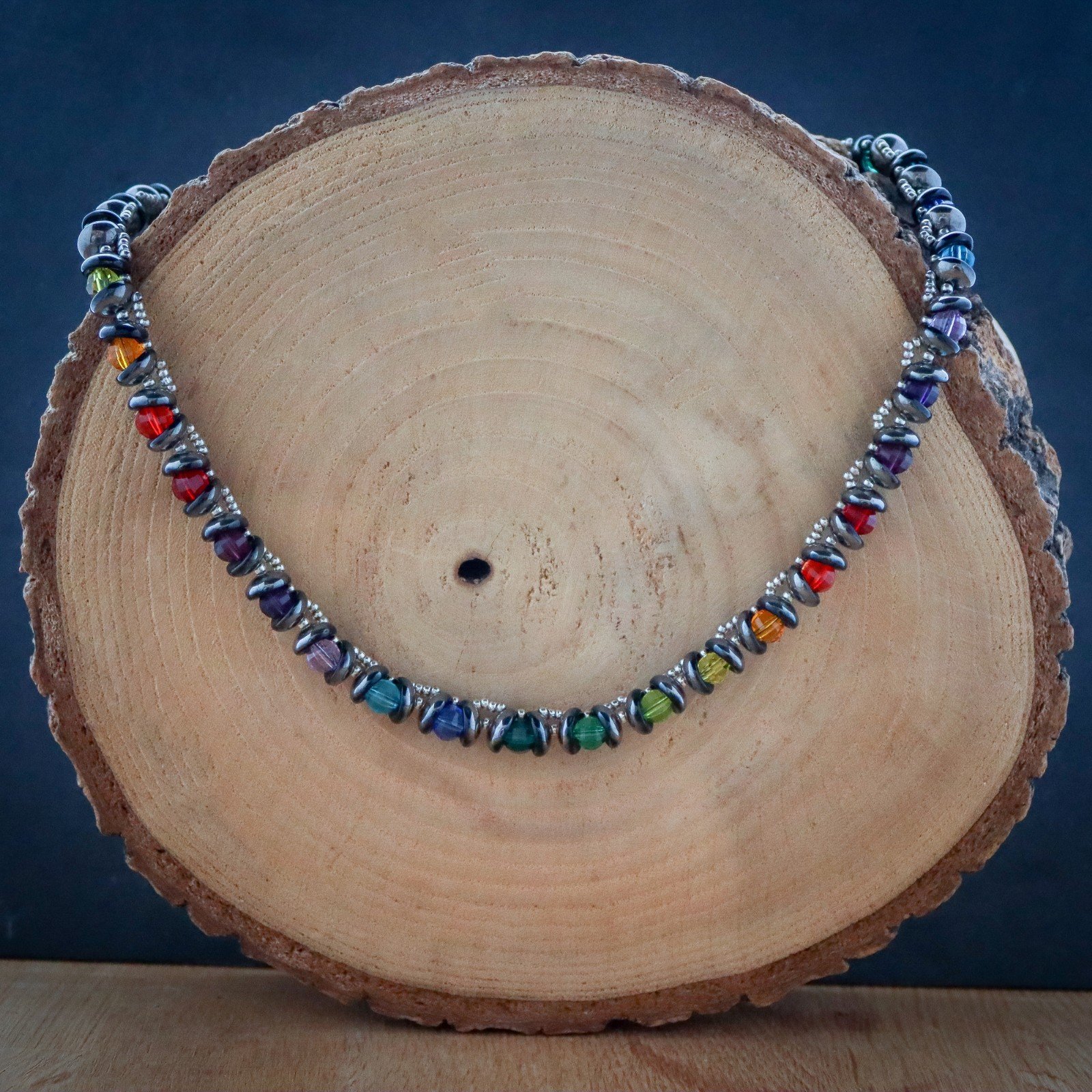 Stralende Regenboogketting met glaskristal en zilverkleurige accenten