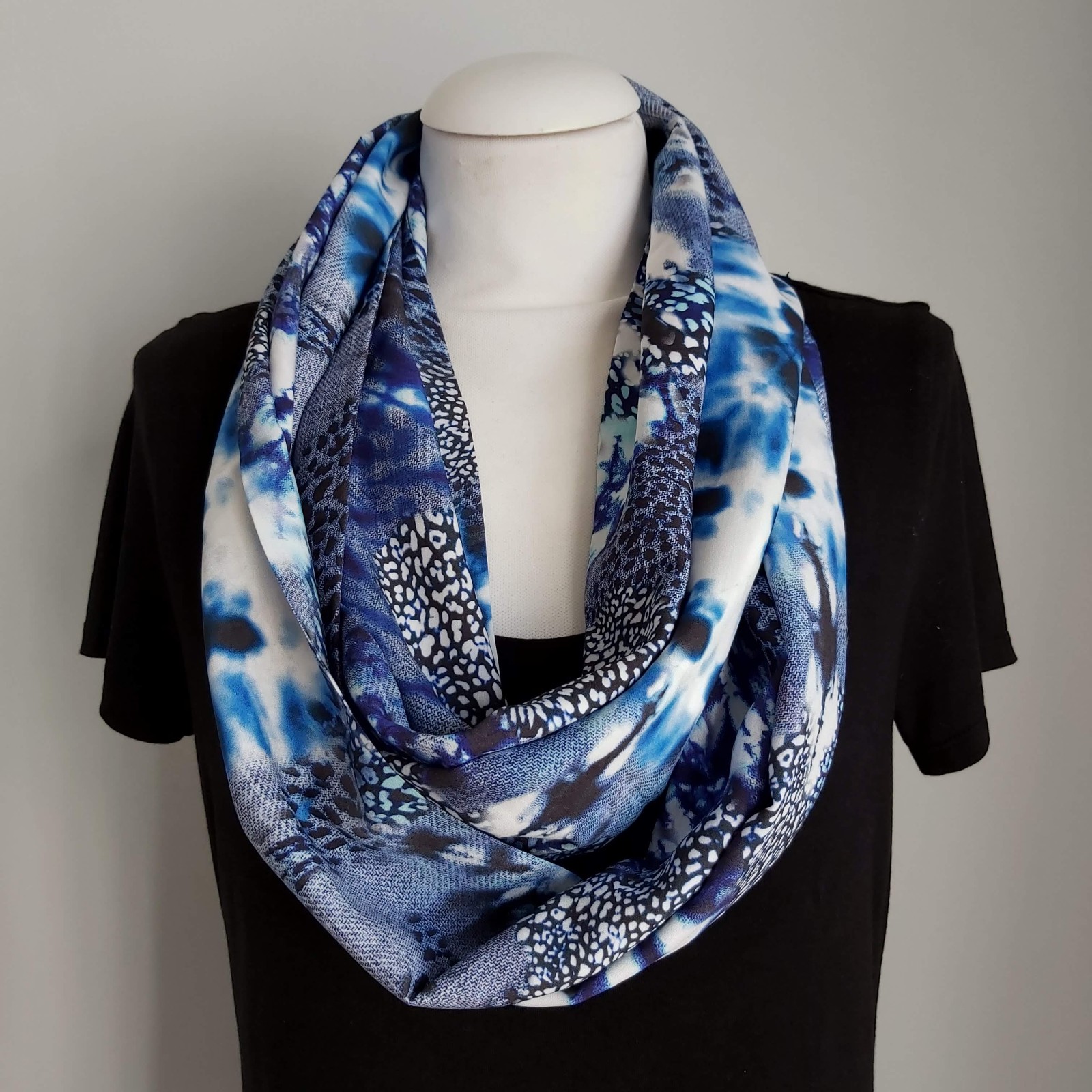 Viscose colsjaal (blauw | patchwork)