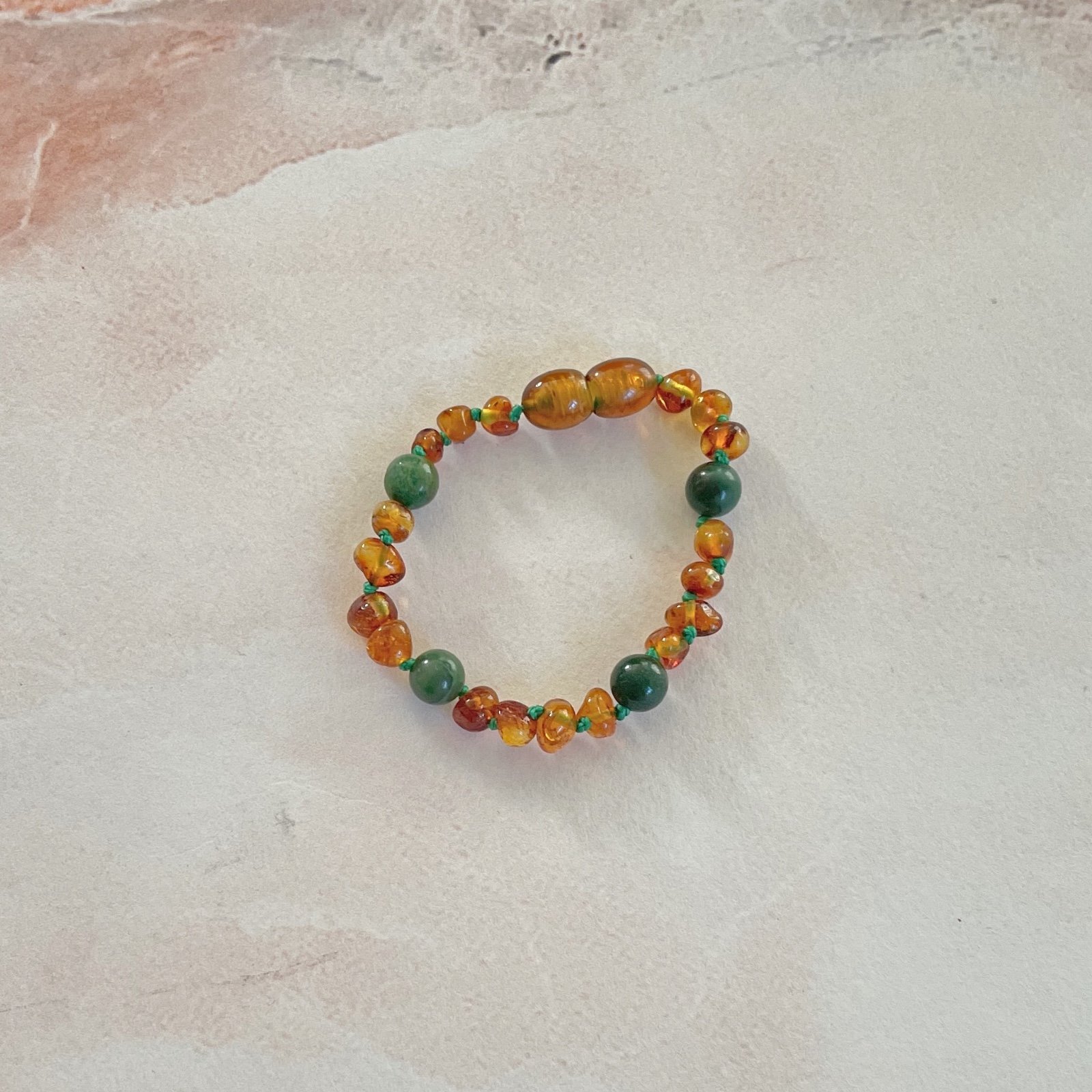 Barnsteen armband - Afrikaanse Jade  |  14cm - 79894 Barnsteen armband - Afrikaanse Jade  |  14cm