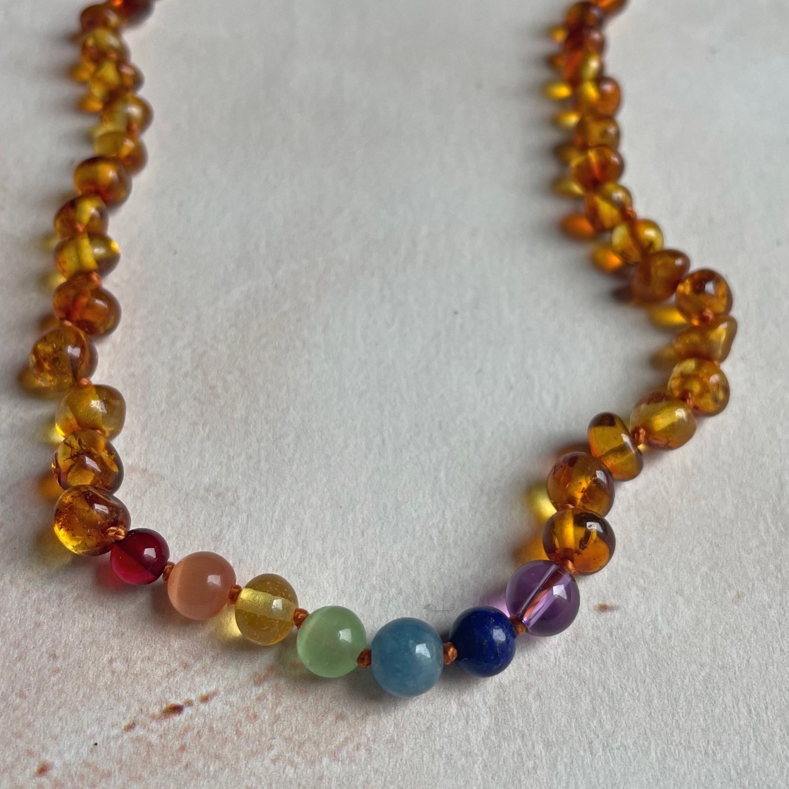 Barnsteen ketting kind - chakra  |  38cm - 79878 Barnsteen ketting kind - chakra  |  38cm