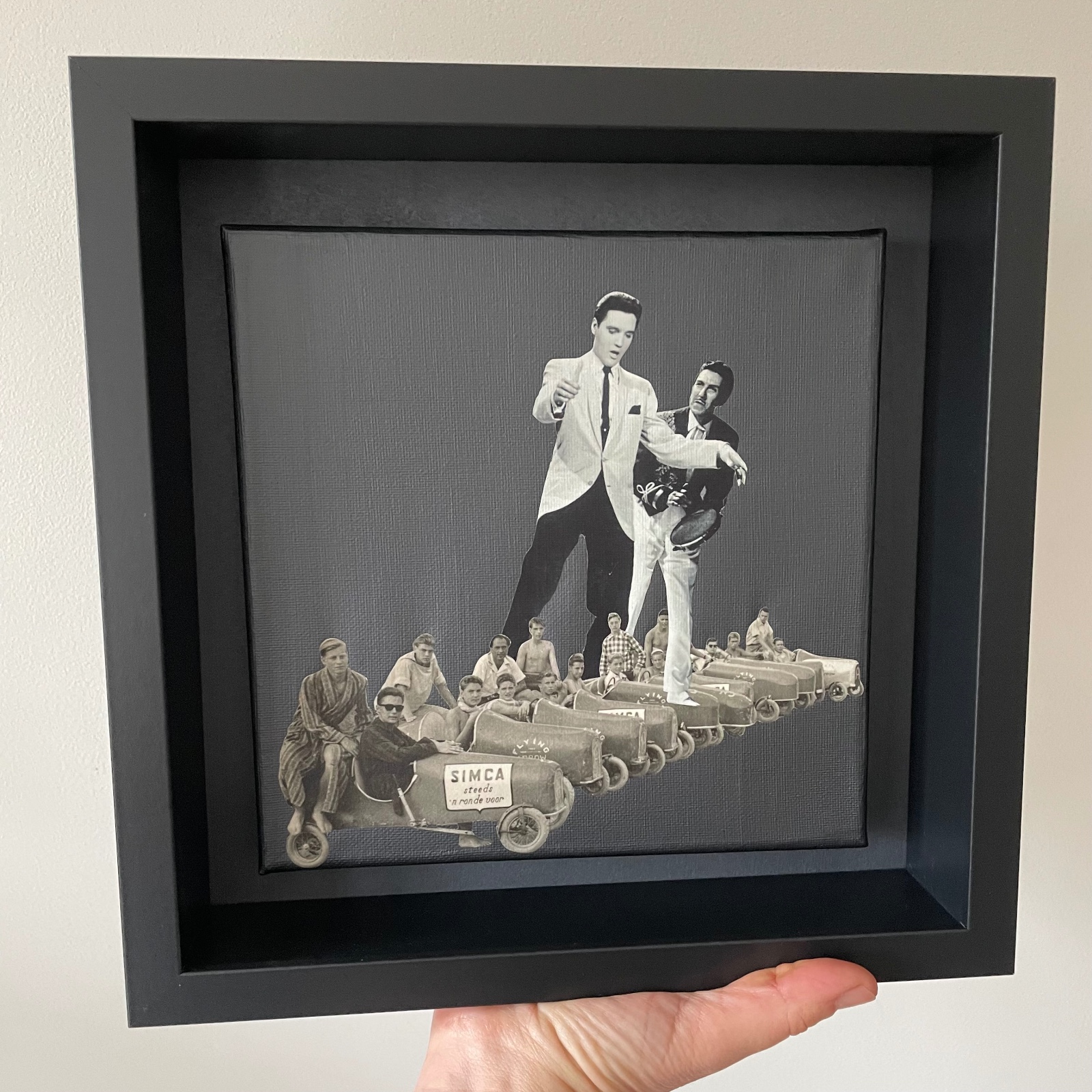 -3, 2, 1, go- 20x20x1 cm handgeknipte collage op schildersdoek - 87835 -3, 2, 1, go- 20x20x1 cm handgeknipte collage op schildersdoek