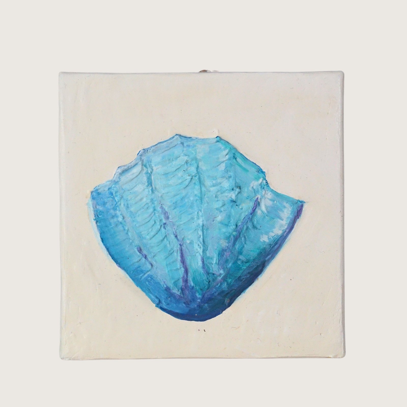 3d blauwe schelp, handgemakkt kunstwerk 20x20cm - 86551 Mini schilderij, blauwe schelp, 20x20cm