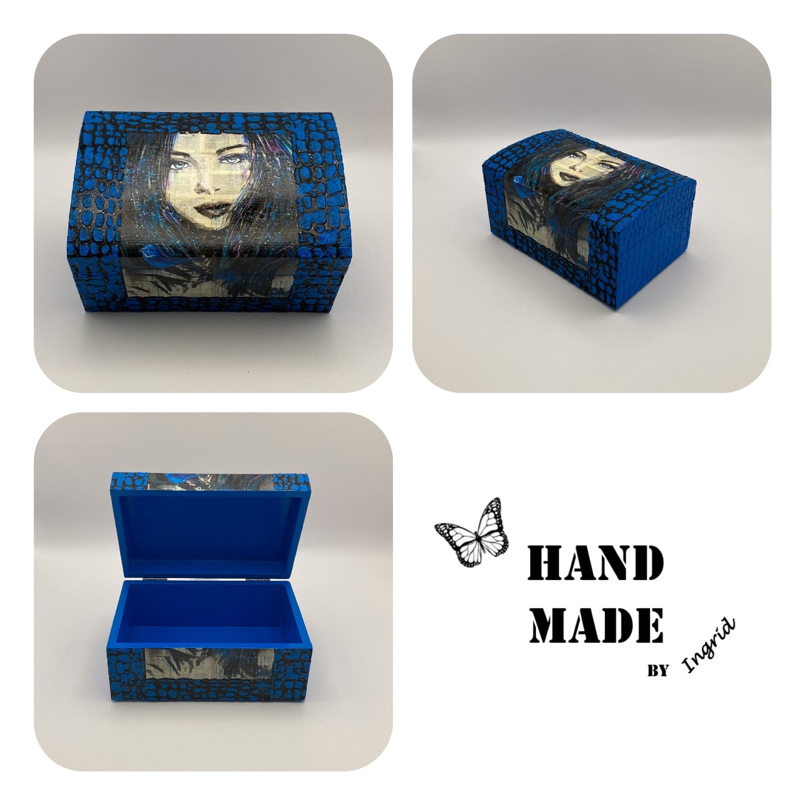 Handgedecoreerde bamboe sieradendoos ‘Fly With Me’