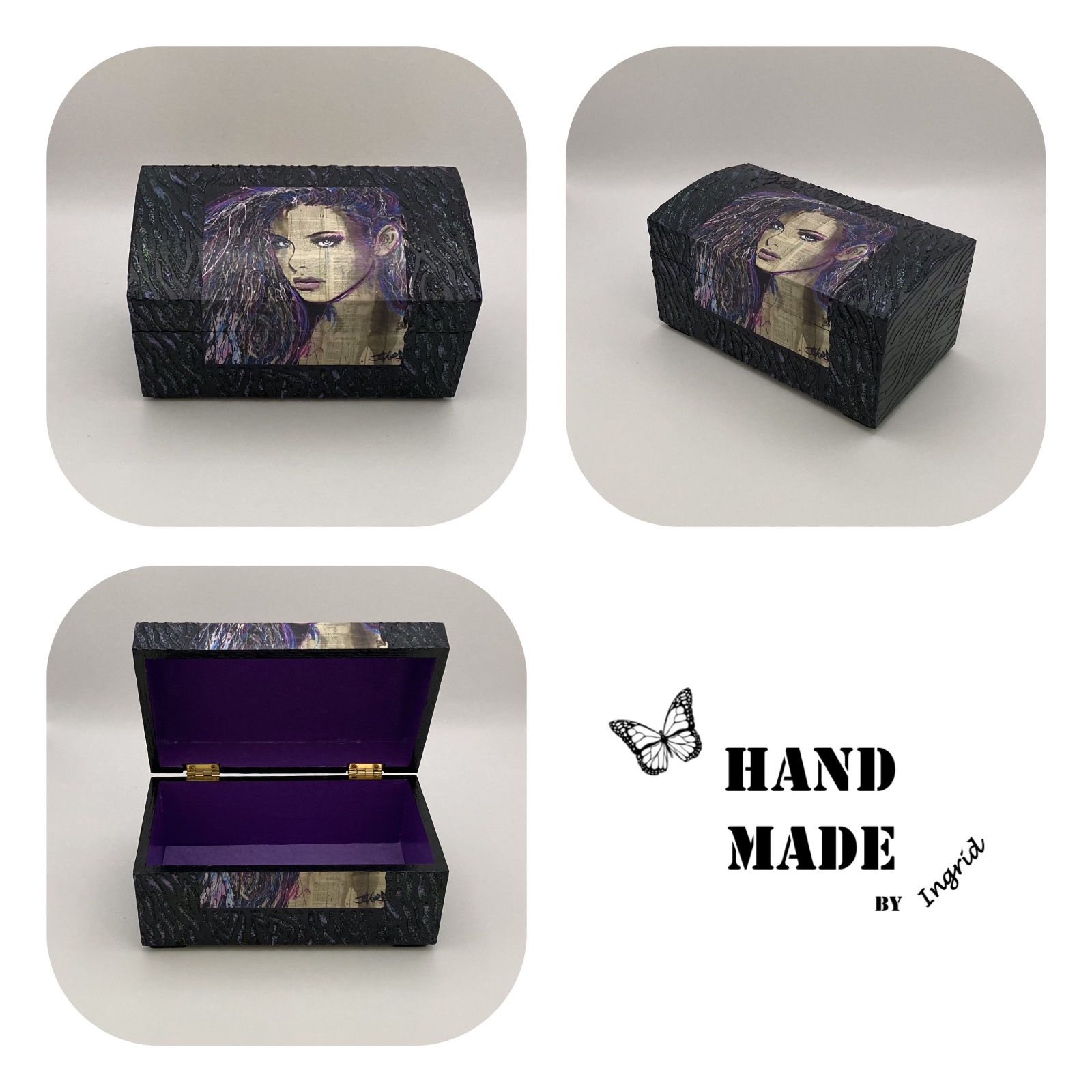 Handgedecoreerd kistje ‘Mayflower’ voor interieur of cadeau - 86078 Handgedecoreerde houten sieradendoos ‘Mayflower’