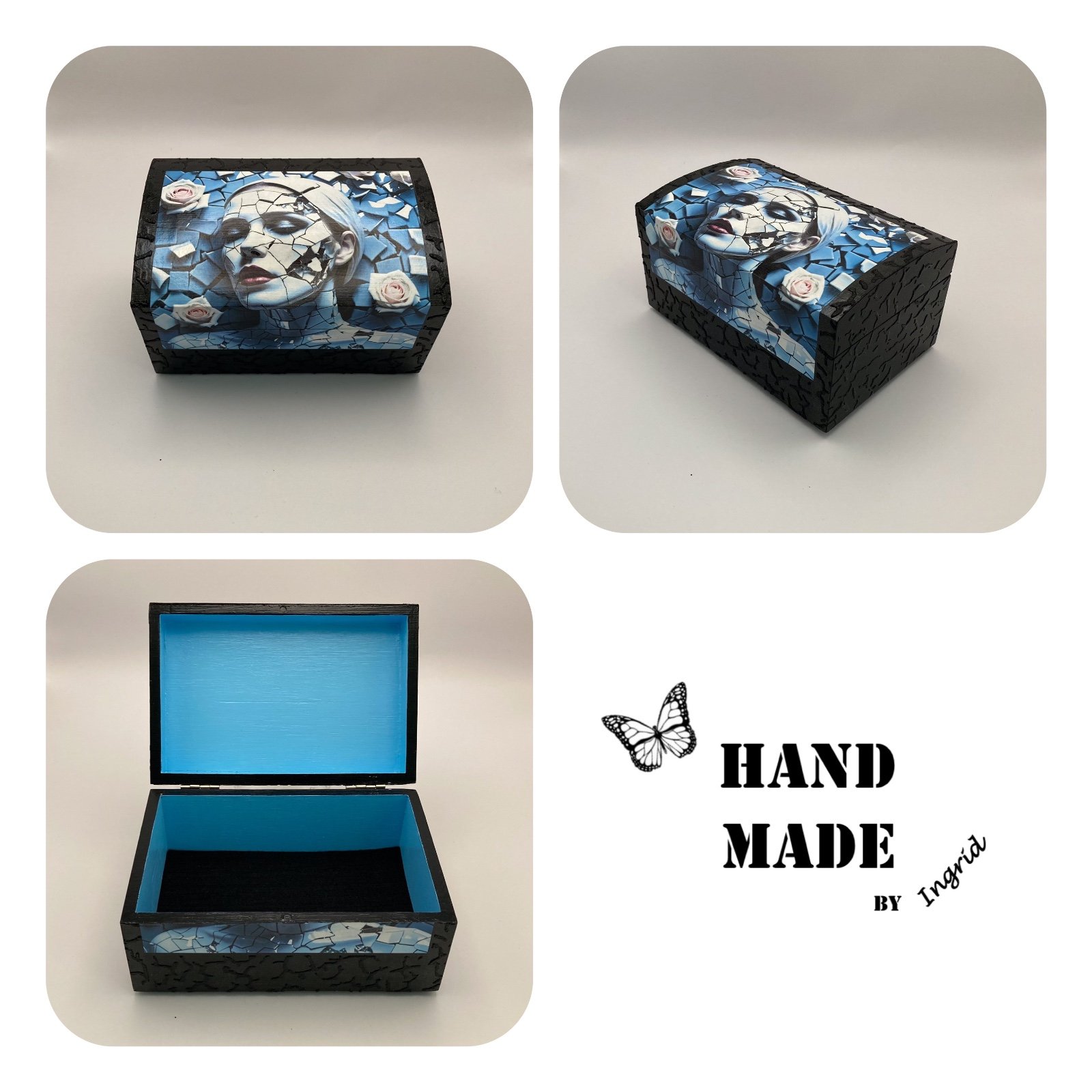 Handgedecoreerd kistje ‘Mosaic’ voor interieur of cadeau - 84074 Handgedecoreerde bamboe sieradendoos ‘Mosaic’