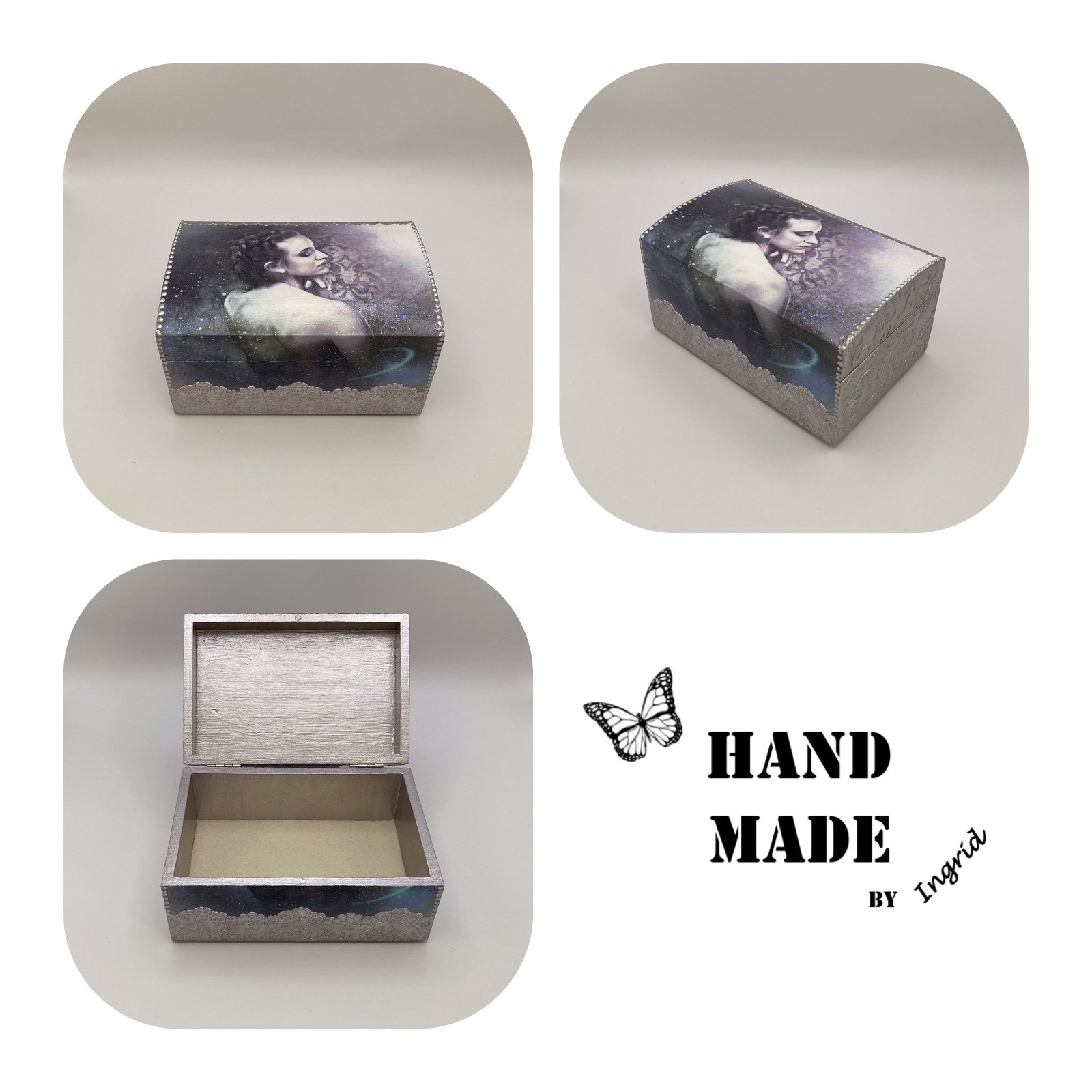 Handgedecoreerd kistje ‘The Colour Purple’ voor interieur of cade… - 83763 Handgedecoreerde bamboe sieradendoos ‘The Colour Purple’