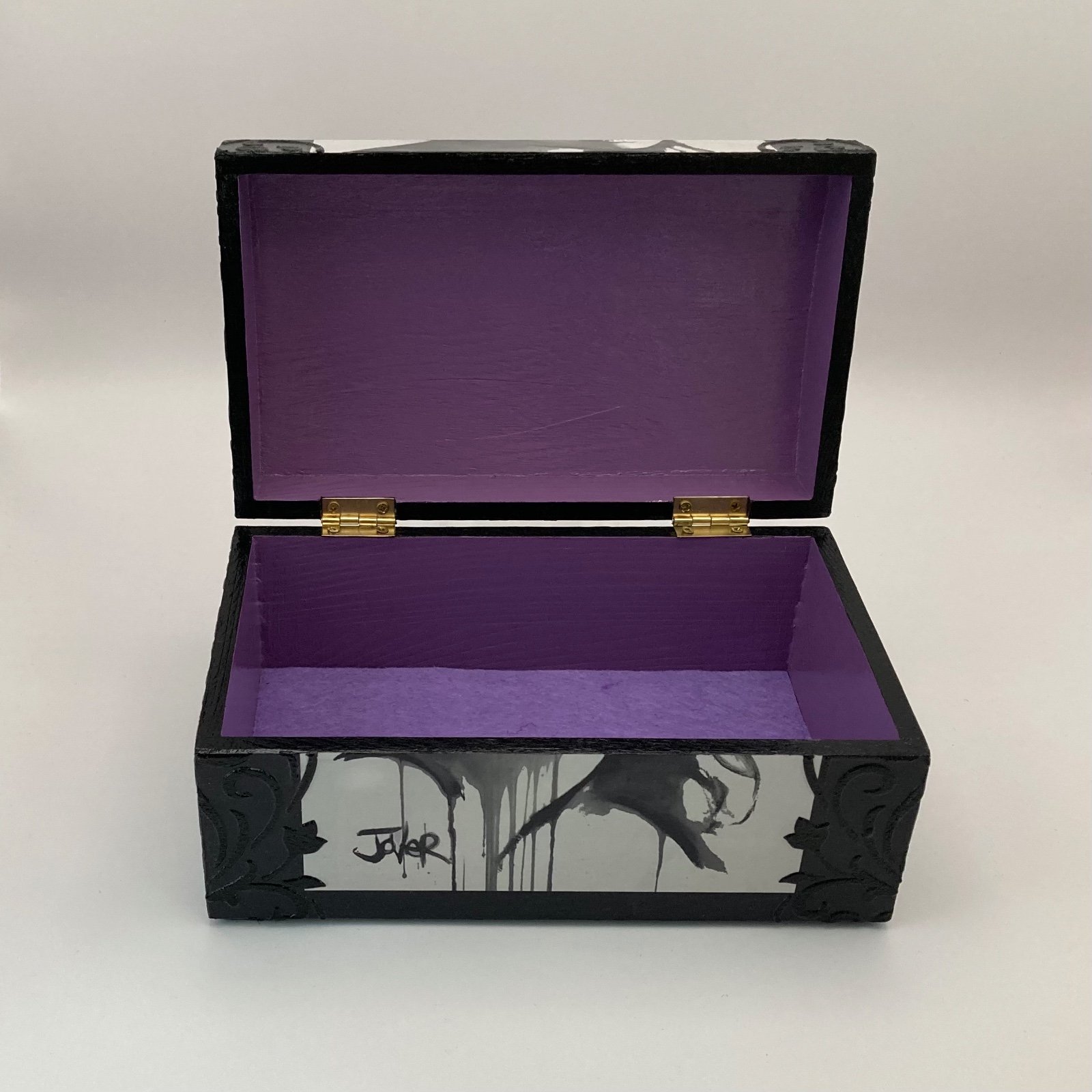 Handgedecoreerd kistje ‘The Gaze’ voor interieur of cadeau - 85096 Handgedecoreerde houten sieradendoos ‘The Gaze’