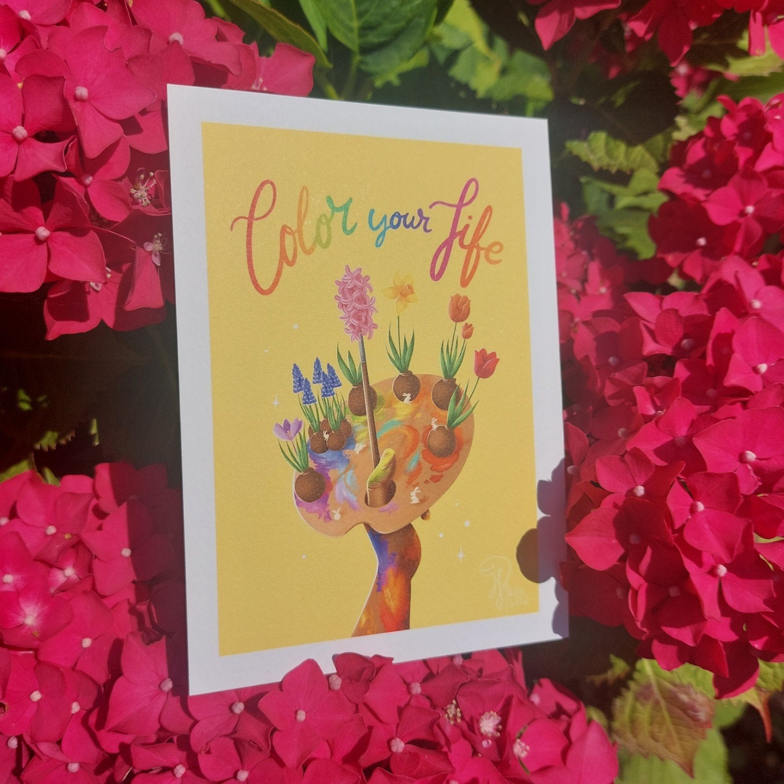 Kaart Color your life Bloemen verf pallet