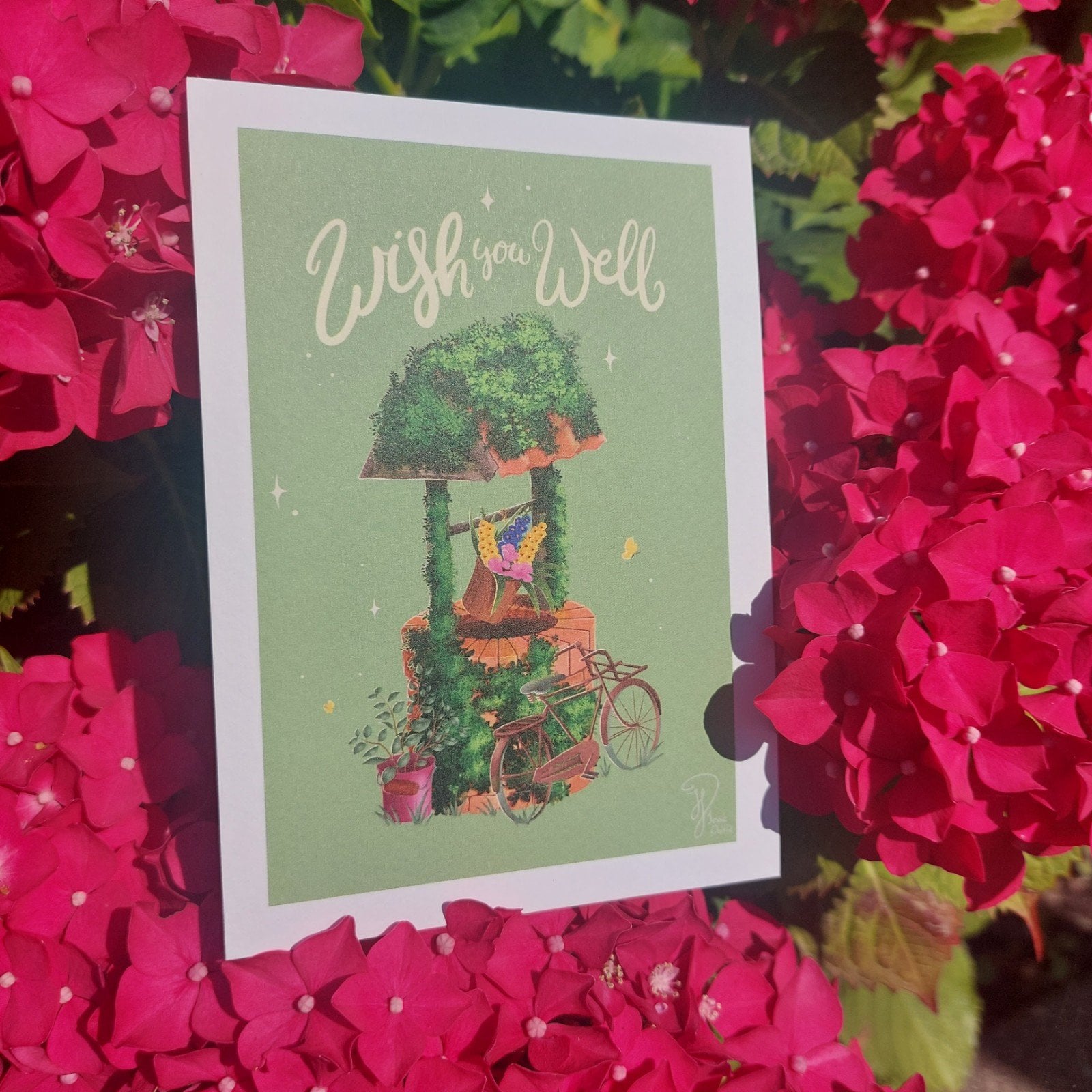 Kaart Wish you well geluks wens kaart wensput