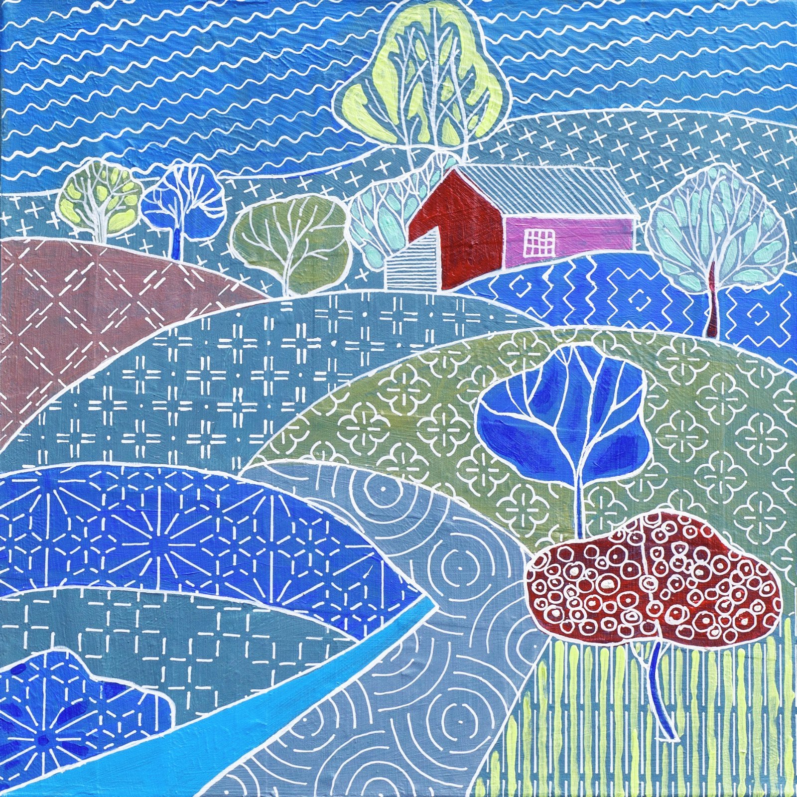 Landscape in Sachiko style - 85693 Landscape in Sachiko style - acrylschilderij op canvas