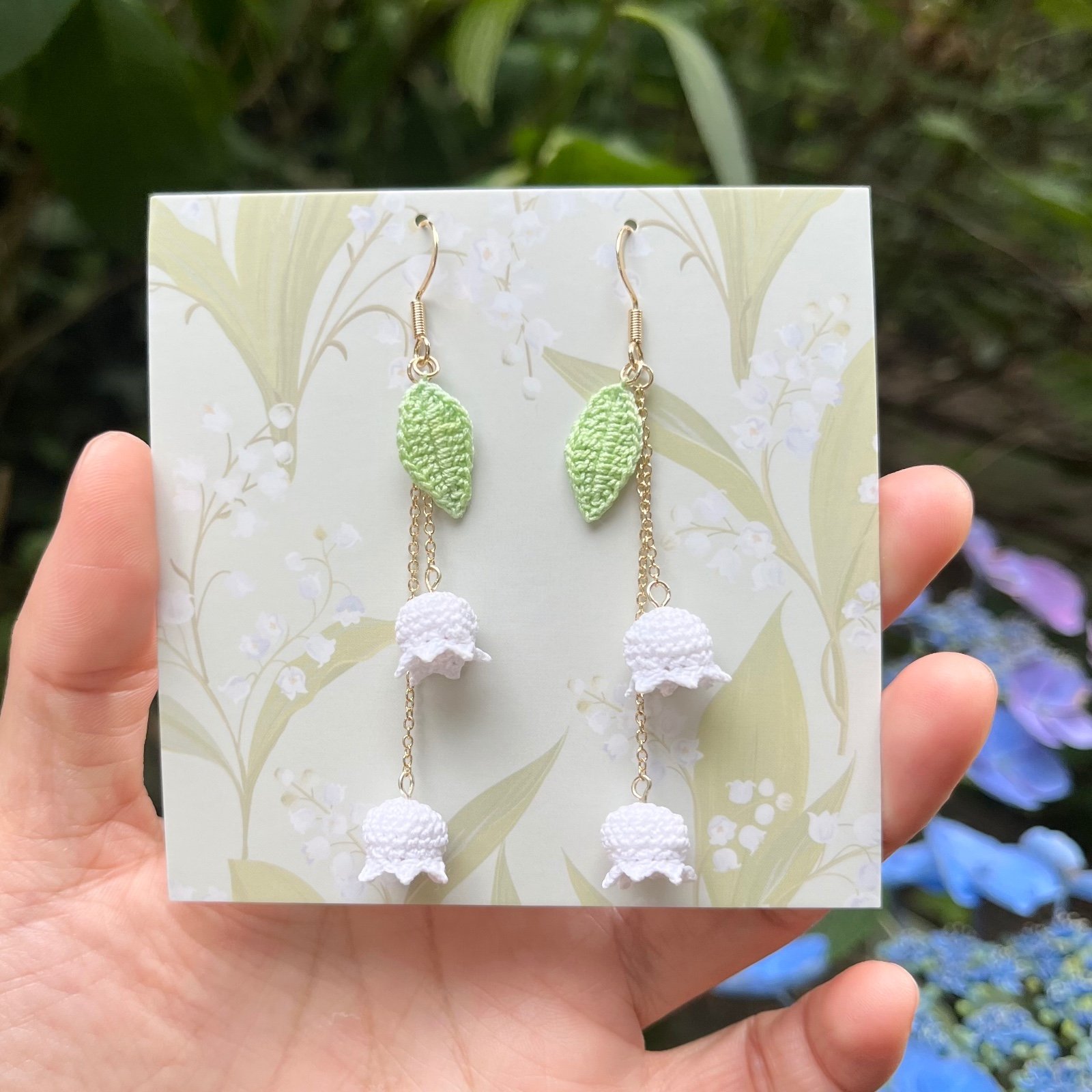 Micro Gehaakte Lelietjes-van-Dalen Oorbellen – Bloem Oorbellen - 84577 Micro Gehaakte Lelietjes-van-Dalen Oorbellen – Bloem Oorbellen