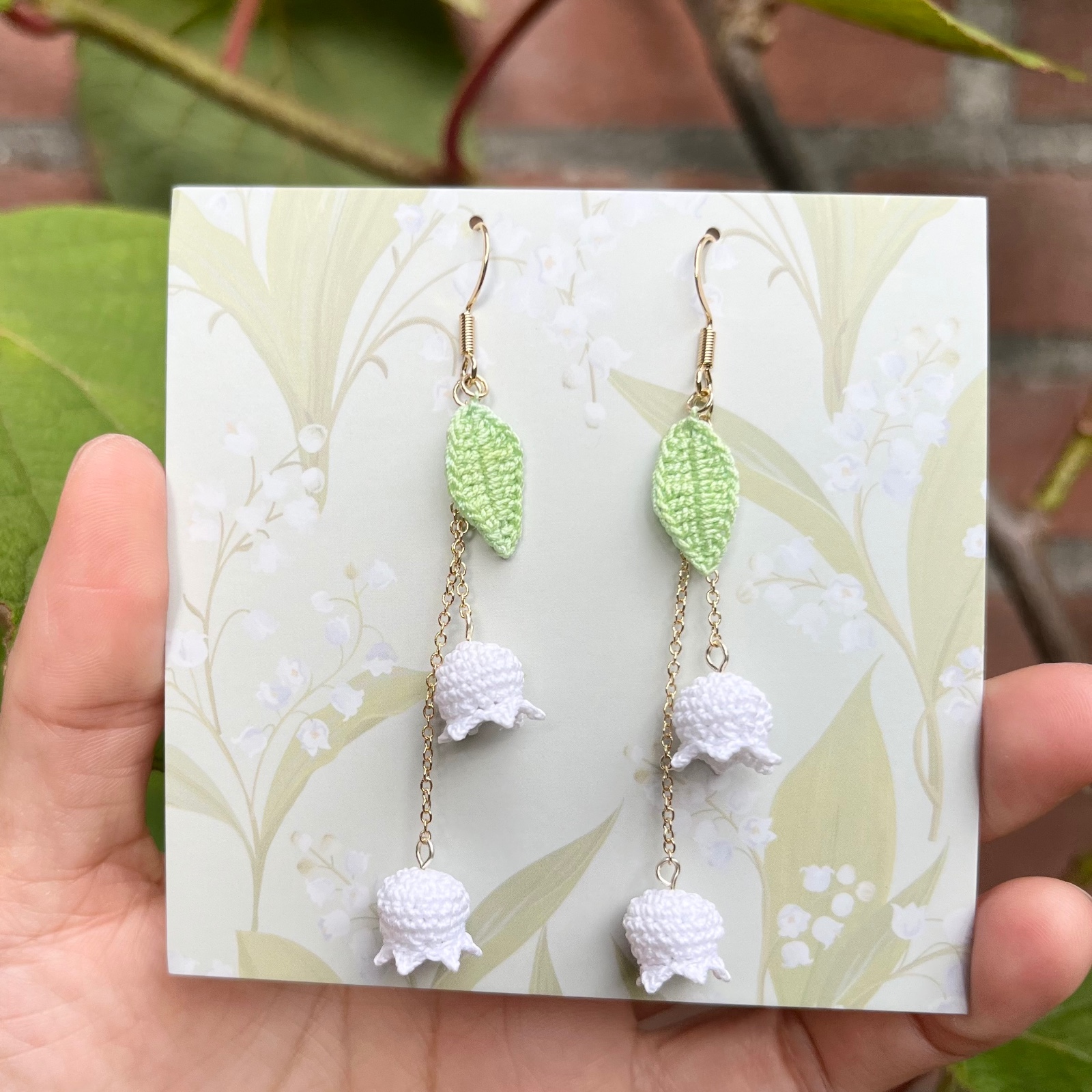 Micro Gehaakte Lelietjes-van-Dalen Oorbellen – Bloem Oorbellen - 84578 Micro Gehaakte Lelietjes-van-Dalen Oorbellen – Bloem Oorbellen