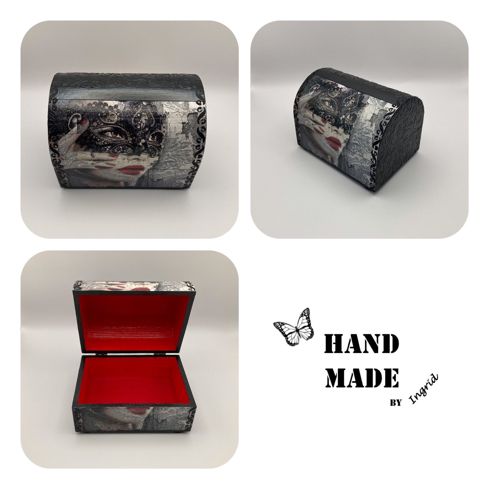 Schatkistje ‘A Night in Venice’ voor interieur of cadeau - 85946 Handgedecoreerde houten sieradendoos ‘A Night in Venice’