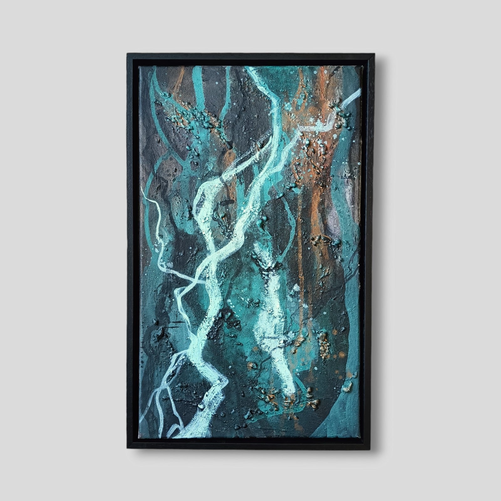 Abstract klein schilderij - groen reliëf