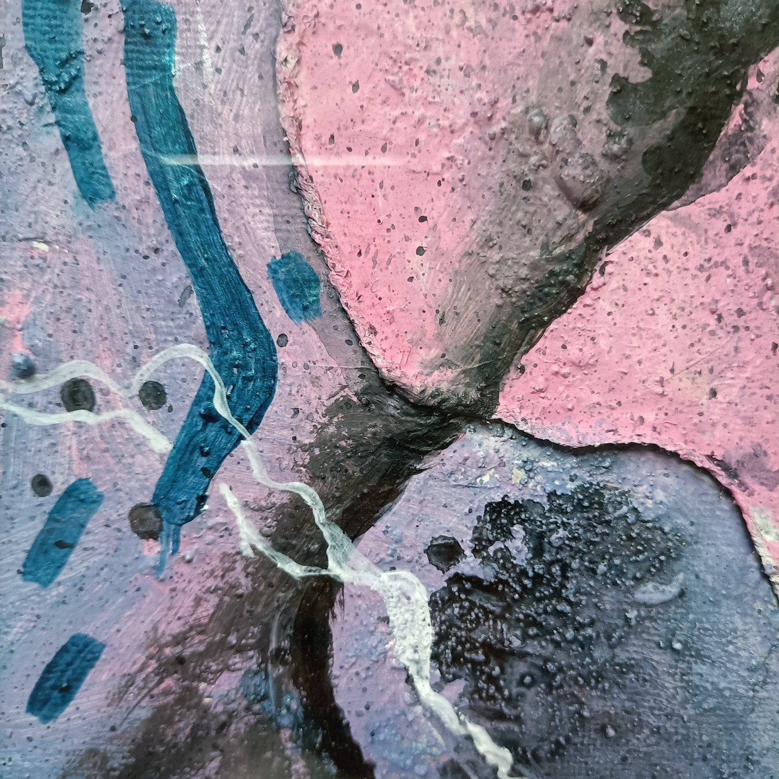 Abstract schilderij - textuur roze zwart blauw - 90211 Abstract schilderij - textuur roze zwart blauw