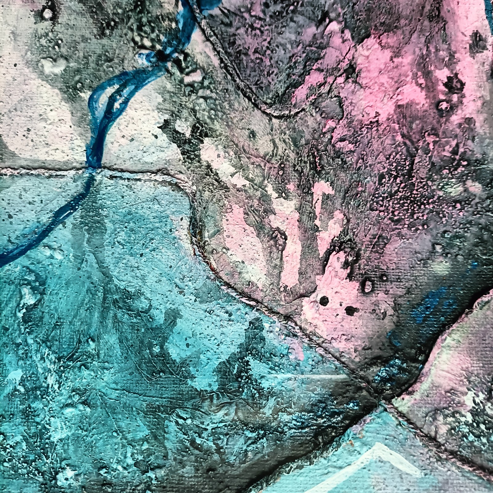 Abstract schilderij - textuur roze zwart blauw - 90213 Abstract schilderij - textuur roze zwart blauw