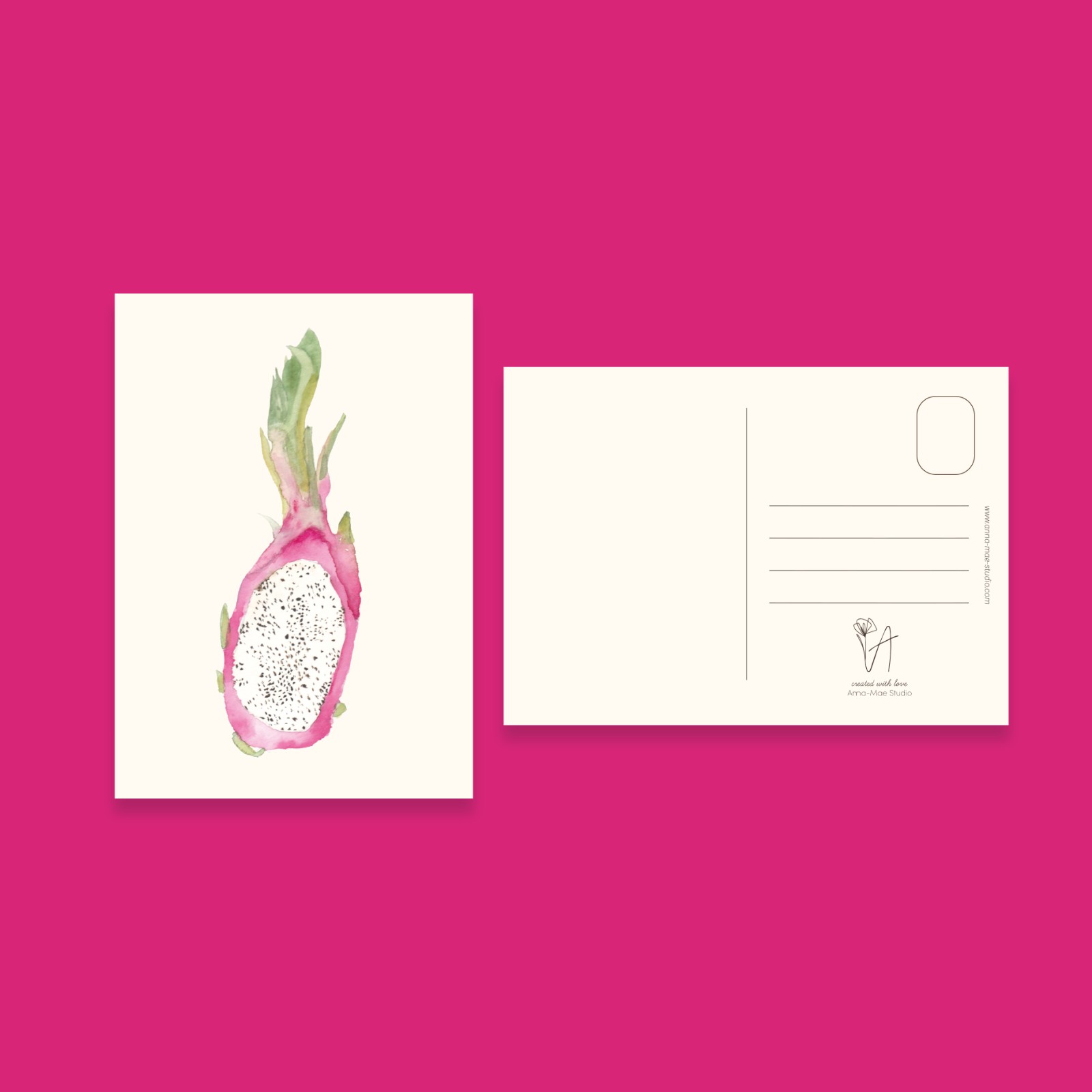 Dragon Fruit Kaart | Handgeschilderde wenskaart – Anna-Mae Studio - 90813 Dragon Fruit Kaart | Handgeschilderde wenskaart – Anna-Mae Studio