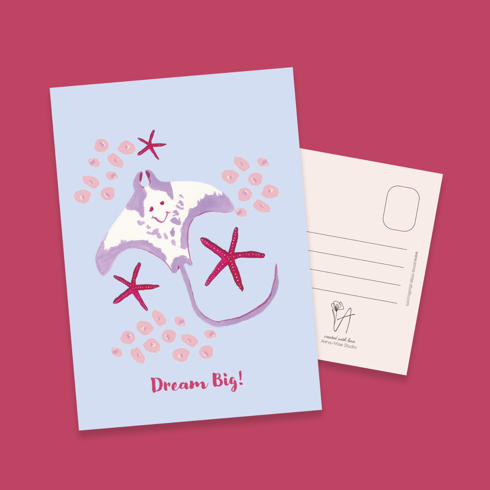 Dream Big | Handgemaakte wenskaart met rog – Anna-Mae Studio