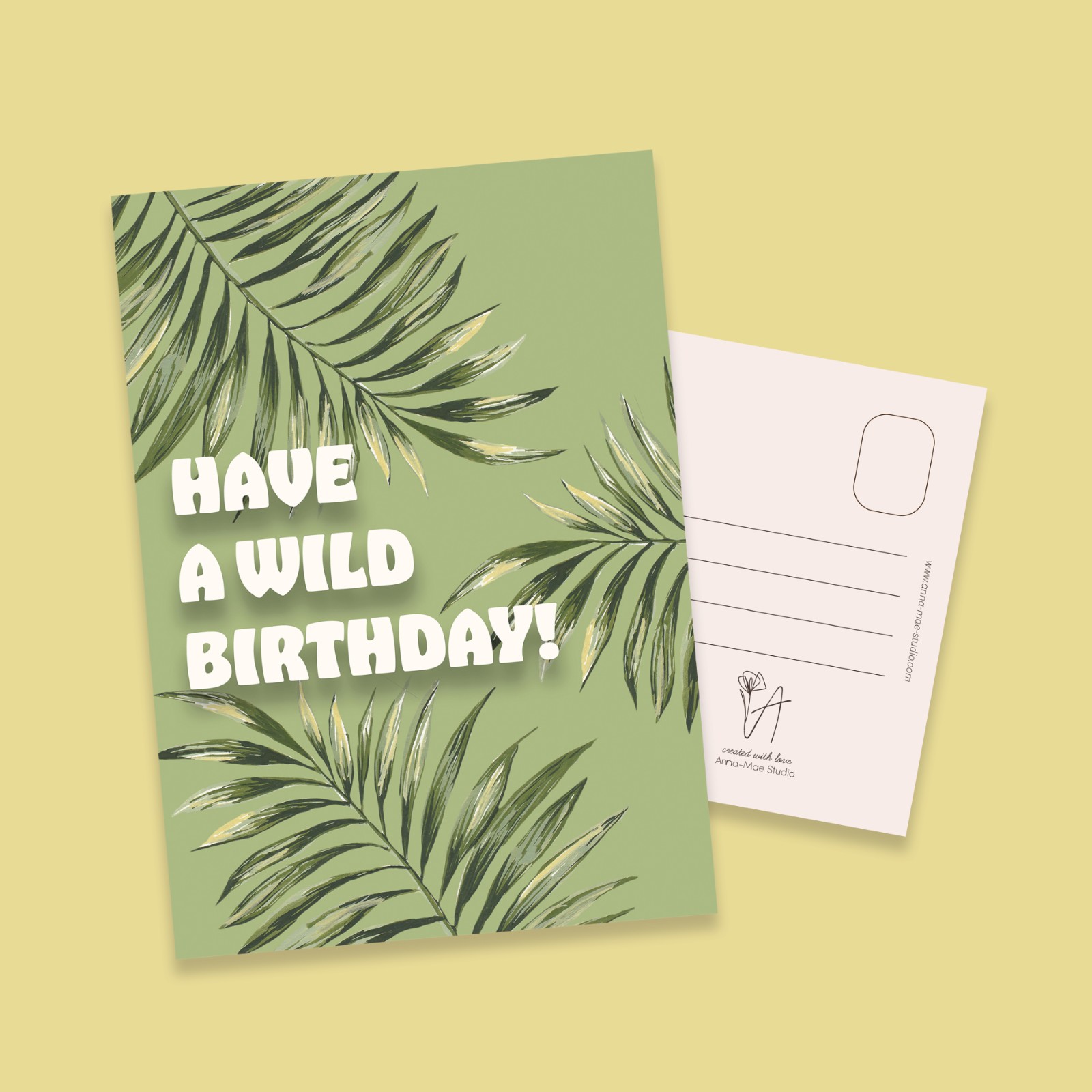 Have a Wild Birthday – Handgemaakte wenskaart met tropische bladere… - 90760 Have a Wild Birthday – Handgemaakte wenskaart met tropische bladeren | Anna-Mae Studio