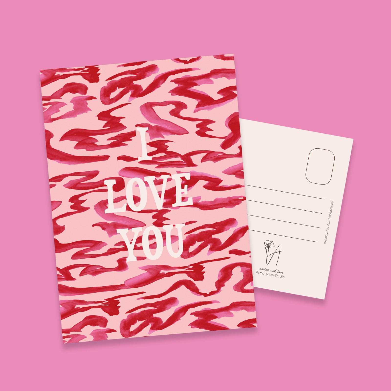 I Love You | Handgemaakte wenskaart met zebraprint – Anna-Mae Studio