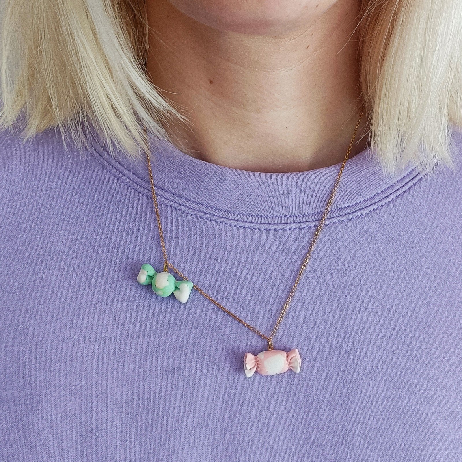 Ketting met 2 gevlekte snoepjes - 88773 Ketting met 2 gevlekte snoepjes