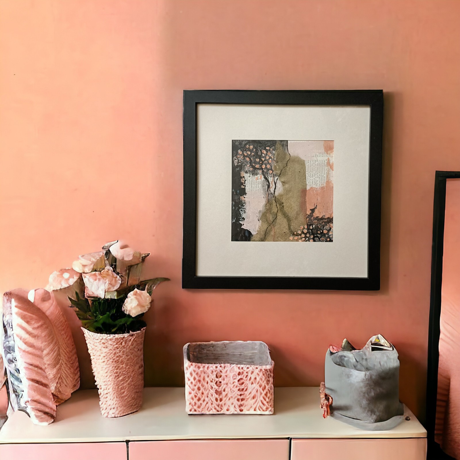 Klein mixed media schilderij met passe partout - 89998 Klein mixed media schilderij met passe partout