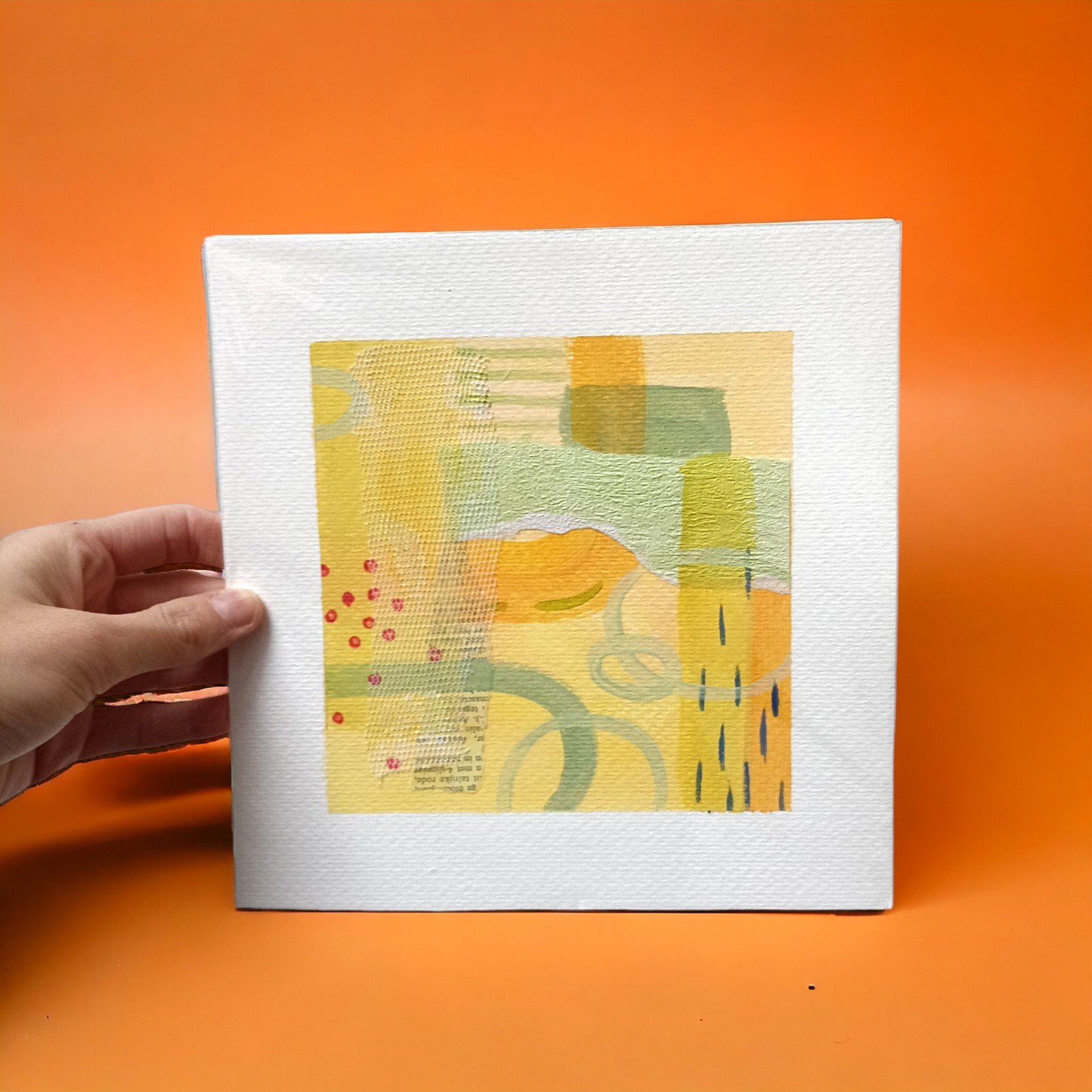 Kunstkaart - mini schilderij - geel oranje - 90074 Kunstkaart - mini schilderij - geel/groen - large