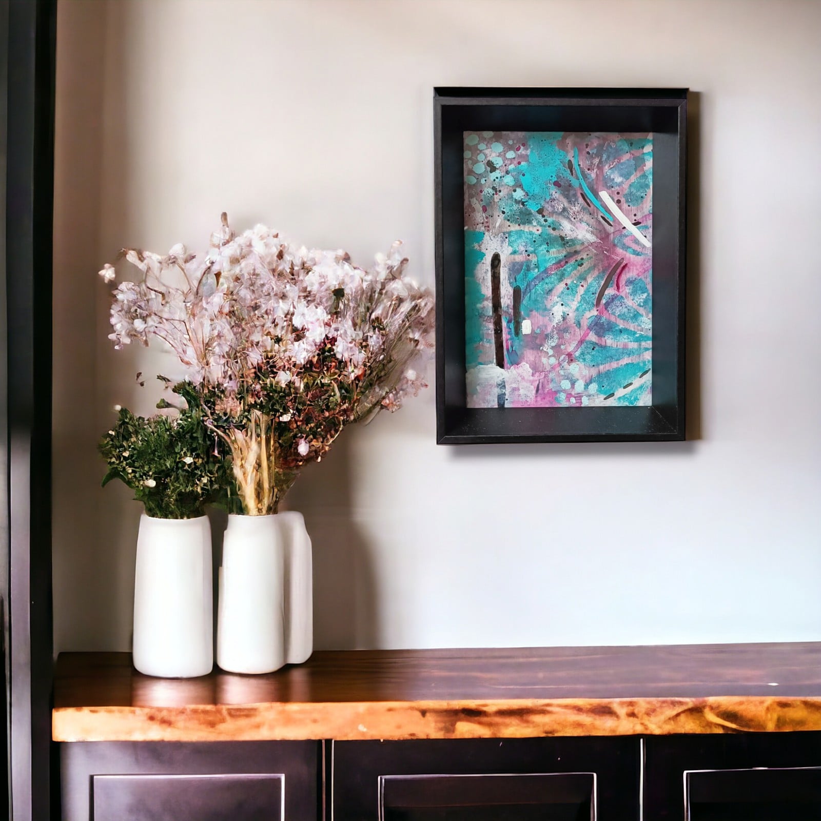 Mini schilderij - groen paars