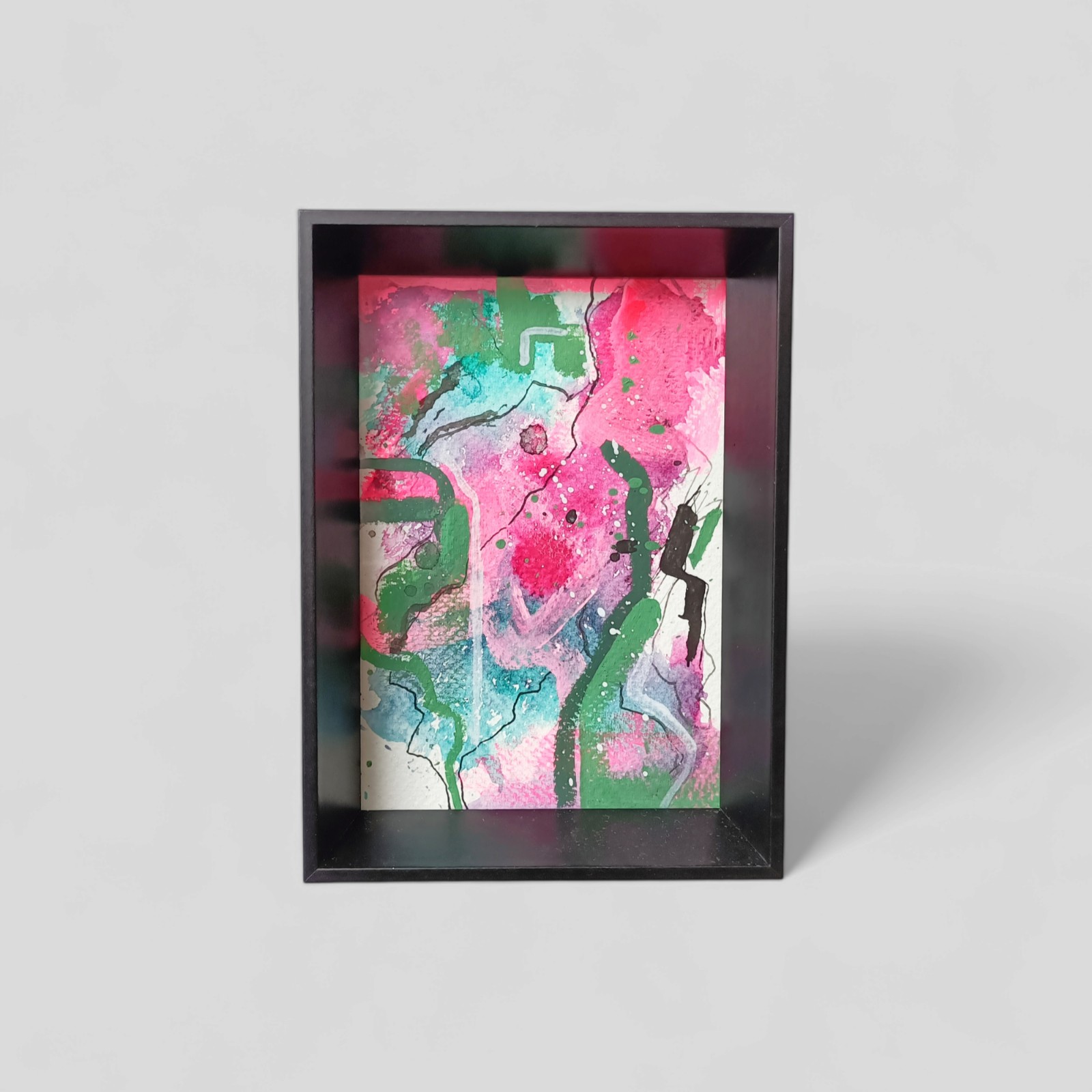 Mini schilderij - roze groen