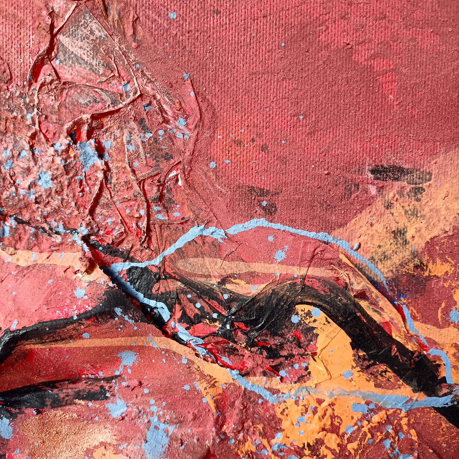 Mixed media abstract - textuur 3D - rood