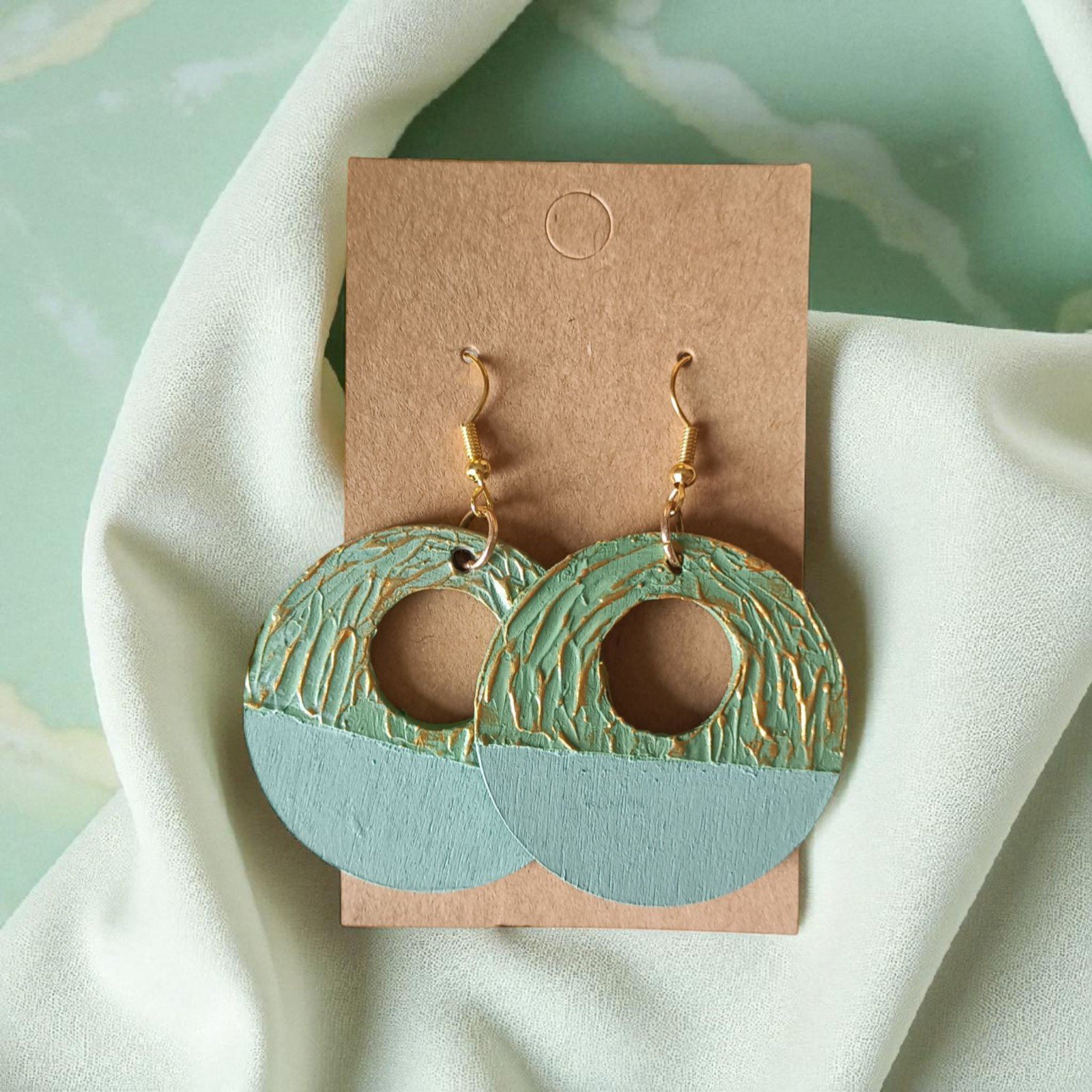 Oorbellen kunst - rond - groen goud - 91783 Oorbellen kunst - rond - groen goud