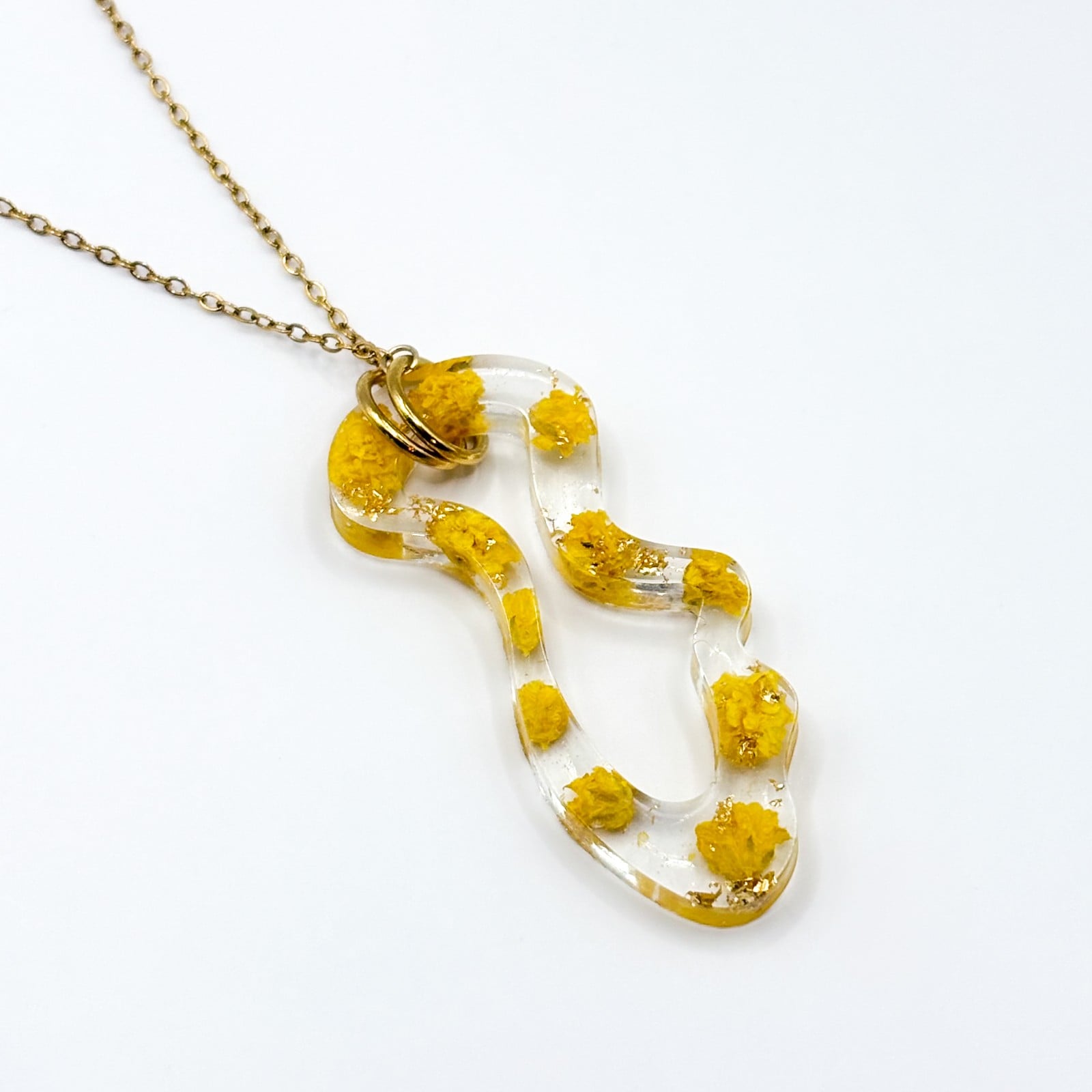 Organische Ketting met Echte Bloemen uit Amsterdam (draag op 2 manieren) (Limoncello Romance)