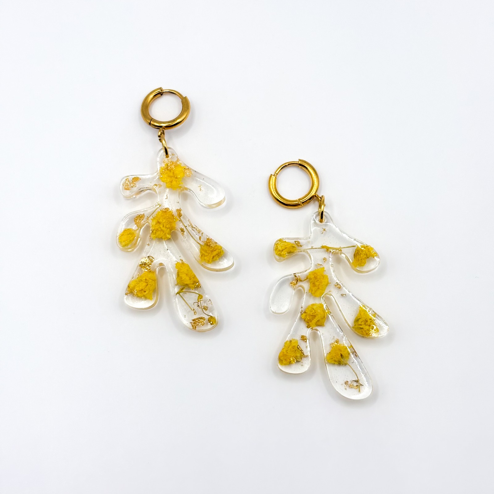 Organische Oorbellen met Echte Bloemen uit Amsterdam (Limoncello Romance)