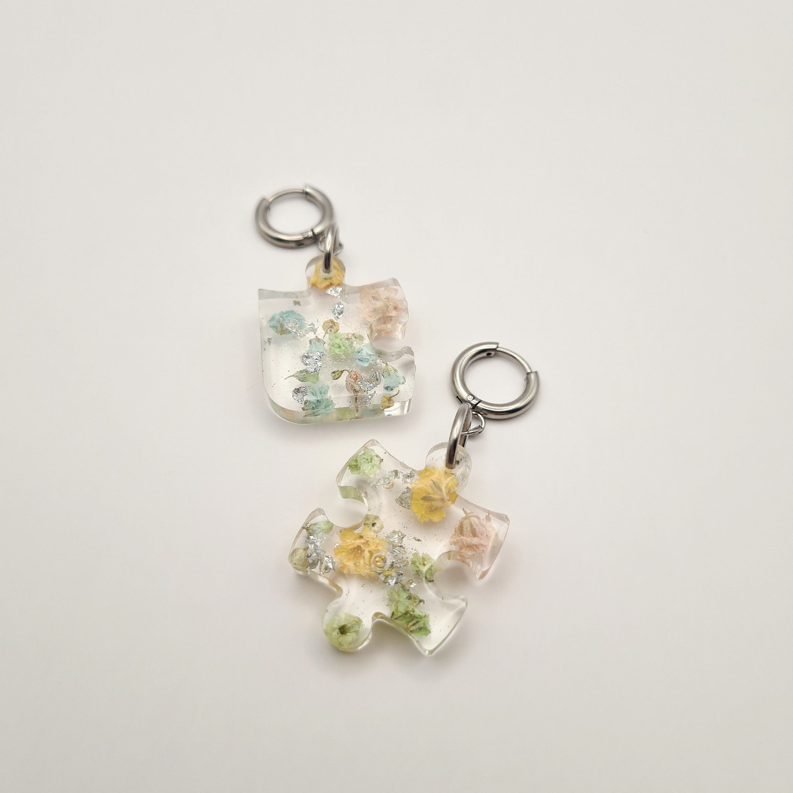 Puzzelstukjes Oorbellen met Pastelkleurige Bloemen - 91300 Puzzelstukjes Oorbellen met Pastelkleurige Bloemen (Eternal Spring)