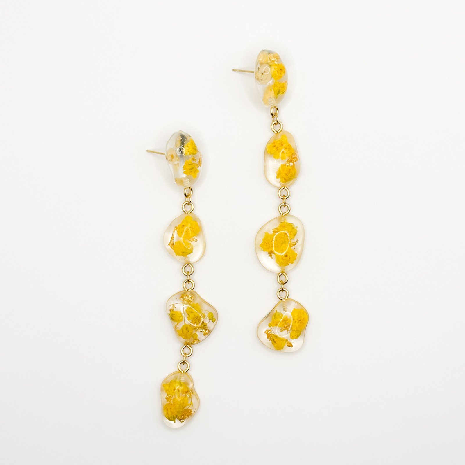 Statement Oorbellen met 4 Stenen Gevuld Echte Bloemen uit Amsterdam - 91702 Statement Oorbellen met 4 Stenen Gevuld Echte Bloemen uit Amsterdam (Limoncello Romance)