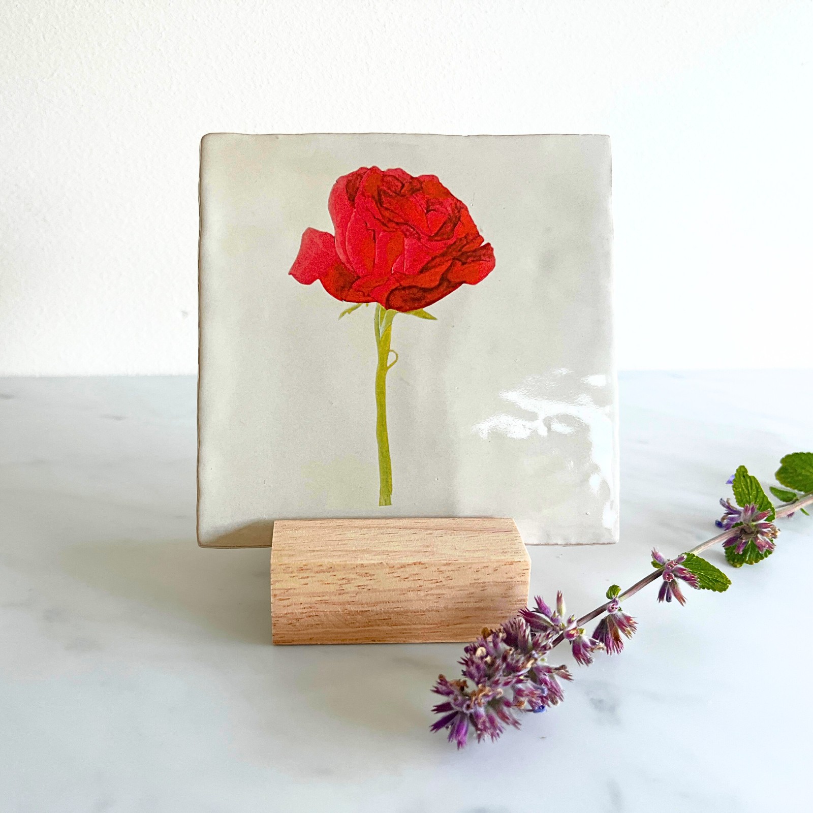 Tegeltje 'Rode roos'