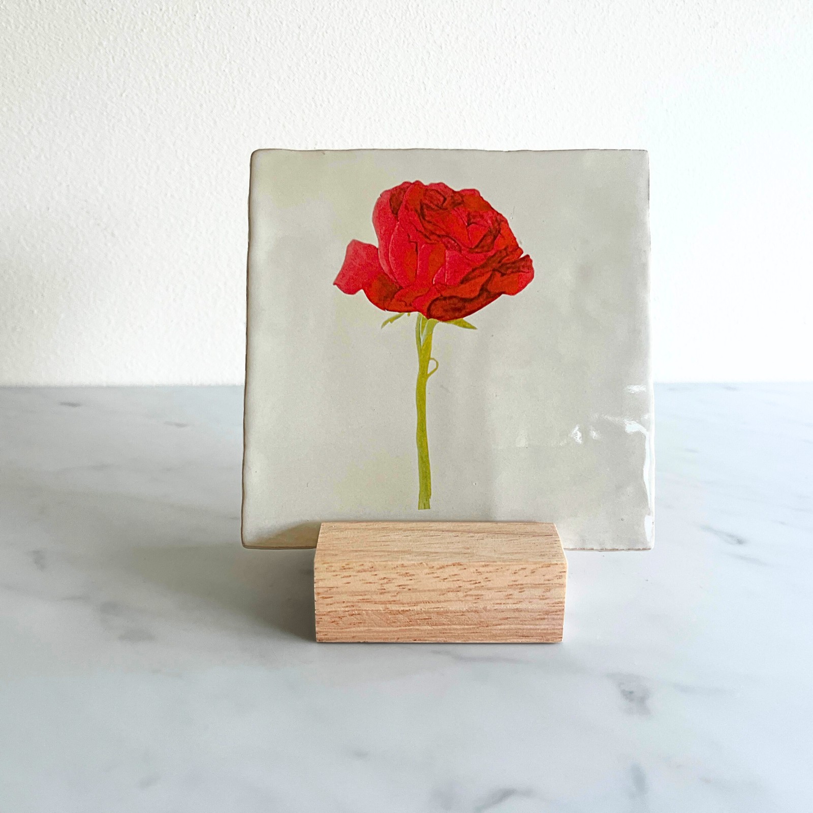 Tegeltje 'Rode roos'