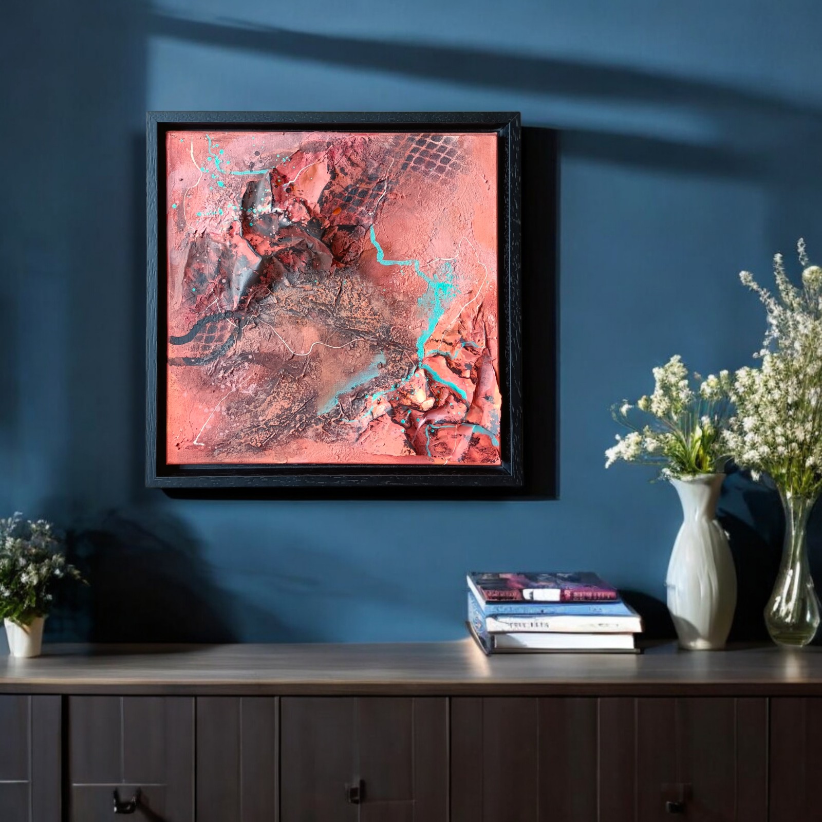 Terracotta schilderij - mixed media 3D