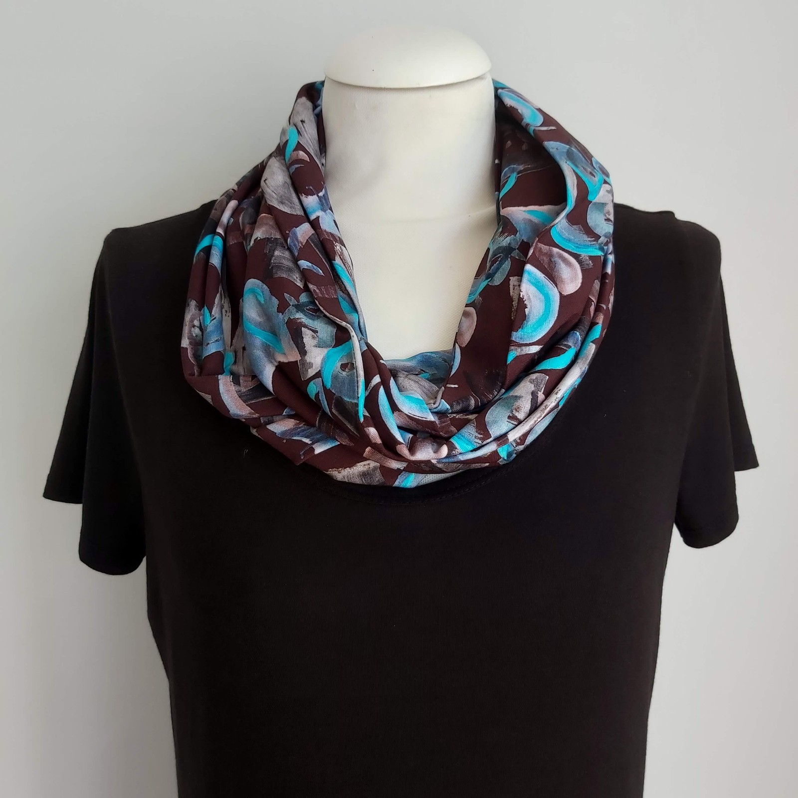 Tricot colsjaal (bruin | abstract)