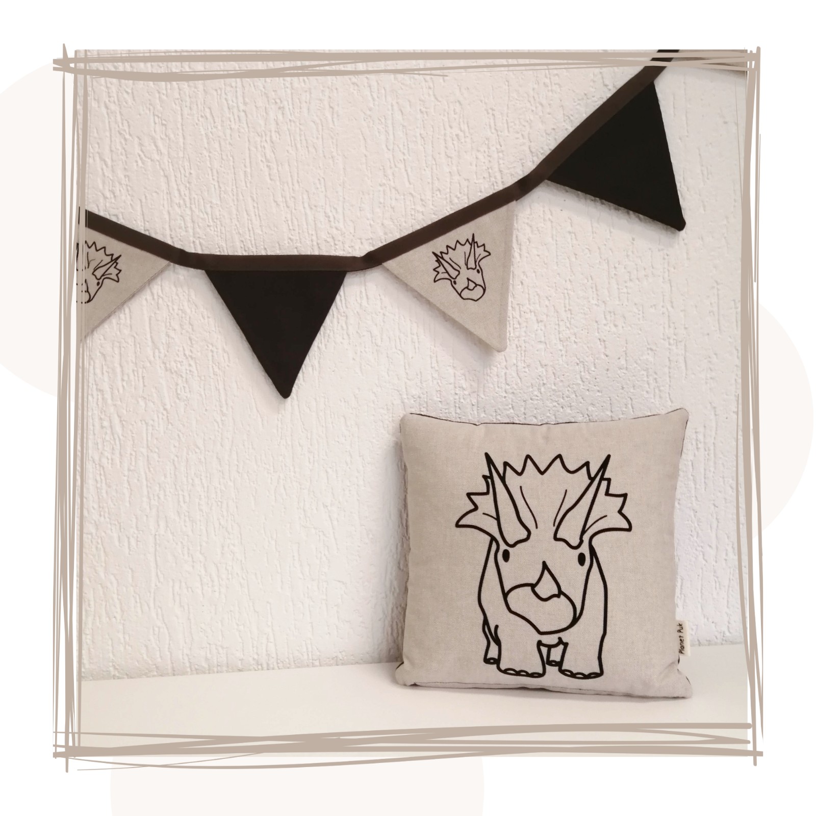 Handgemaakte Decoratie-, Cadeauset met Terry Triceratops en gratis kaart!