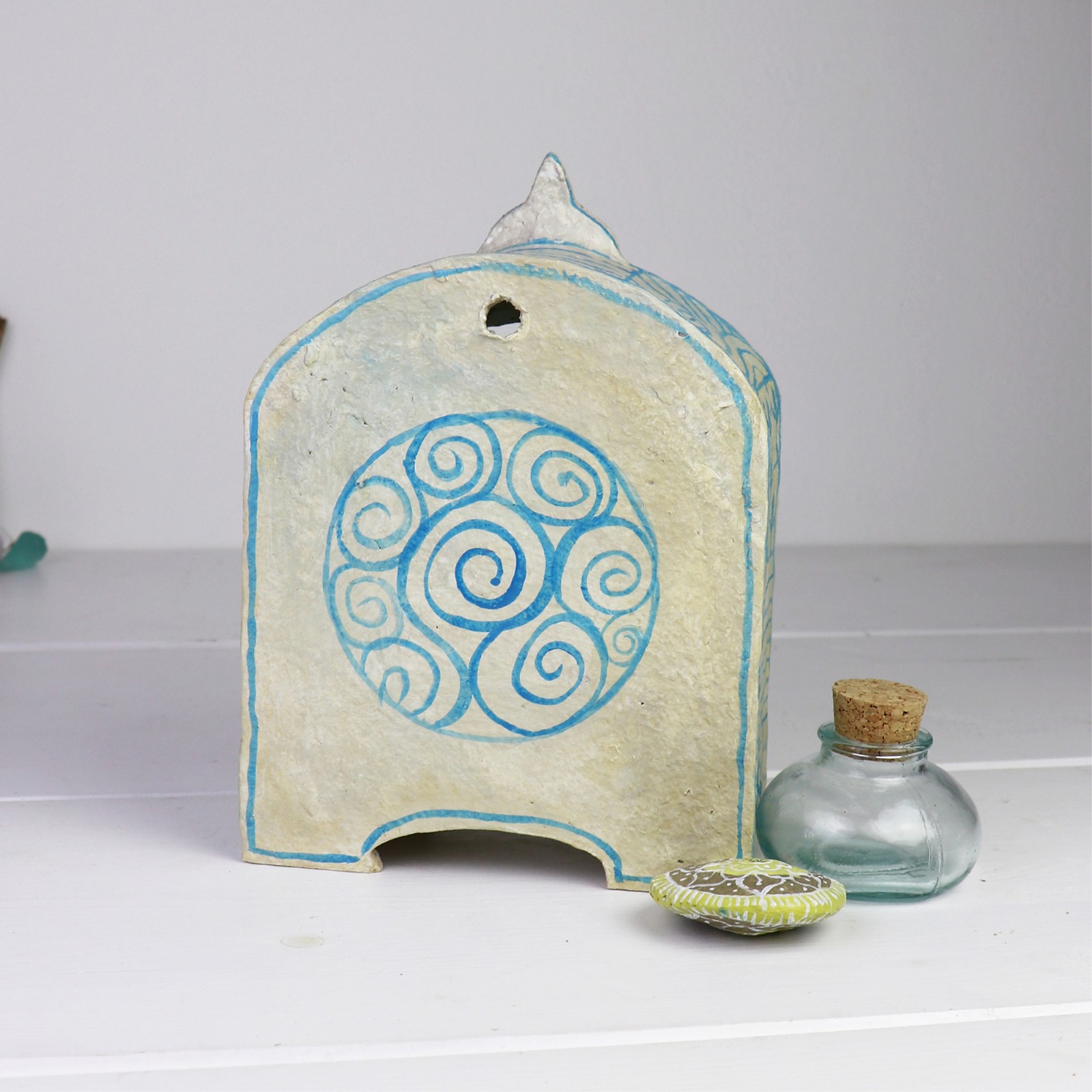 Herinneringskastje Altaarkastje Blauw Beige met patroon