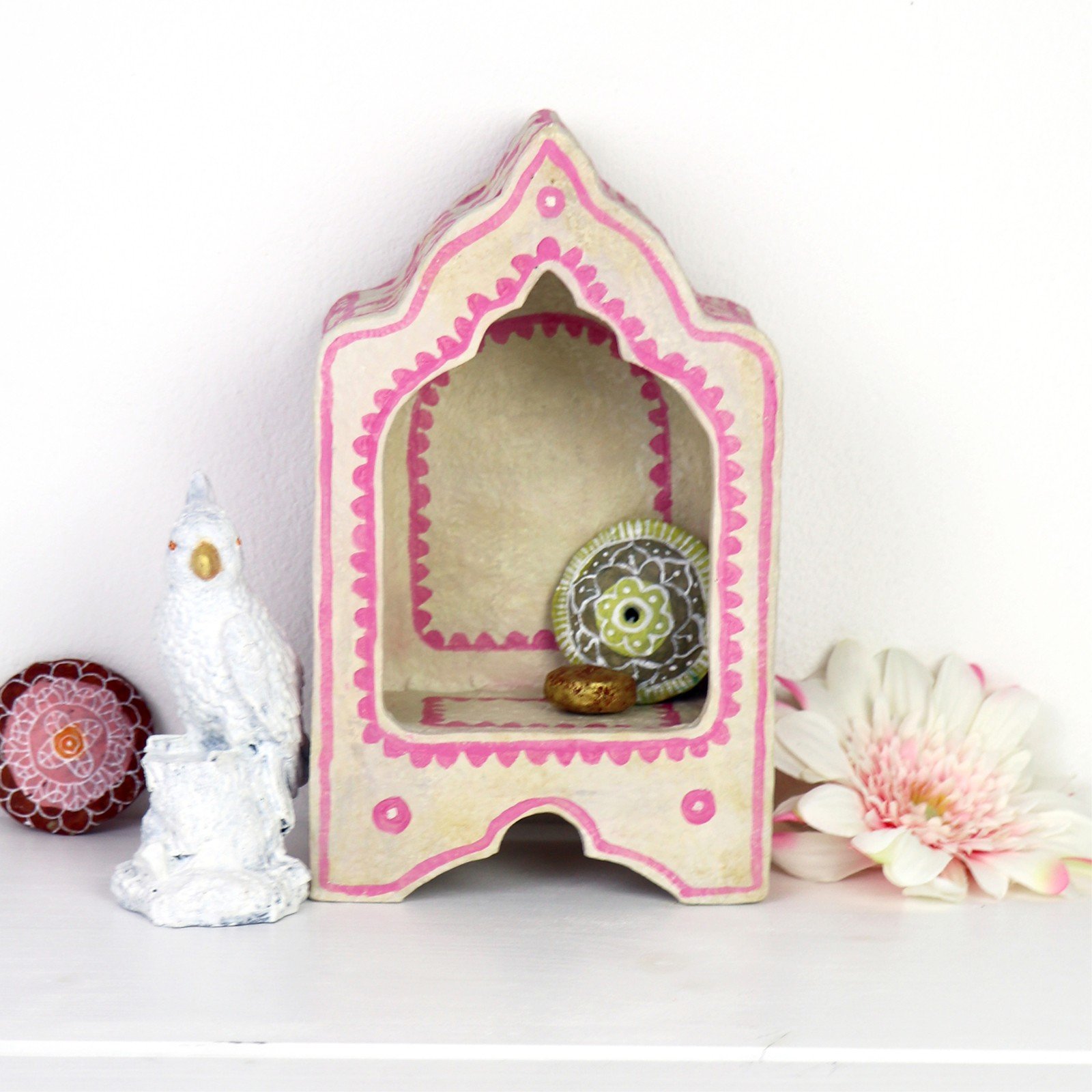 Herinneringskastje Altaarkastje Roze Beige met patroon