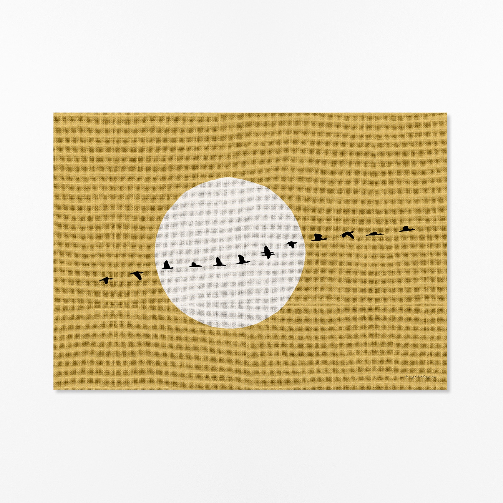 Minimalistische Japandi Poster – De Ganzentrek (Linnen Look) - 95047 Minimalistische Japandi Poster – De Ganzentrek (Linnen Look)