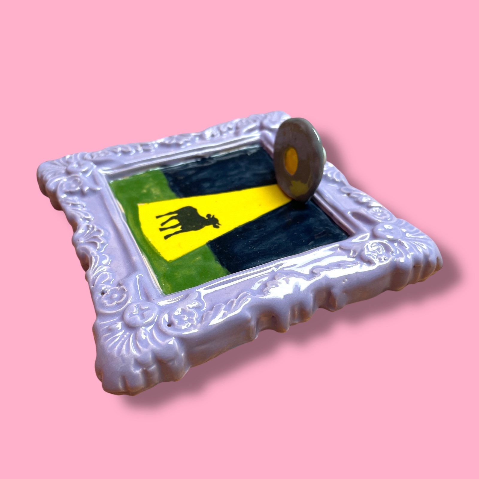 Schilderij van keramiek Koe naar Venus