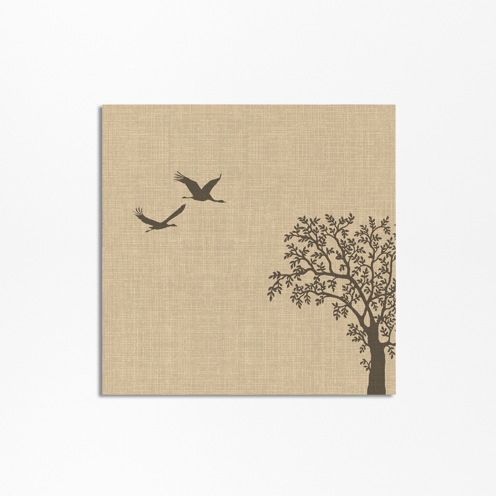 Vierkante Poster met Bloeiende Boom & Reigers - Japandi Wanddecoratie - 95634 Vierkante Poster met Bloeiende Boom & Reigers - Japandi Wanddecoratie