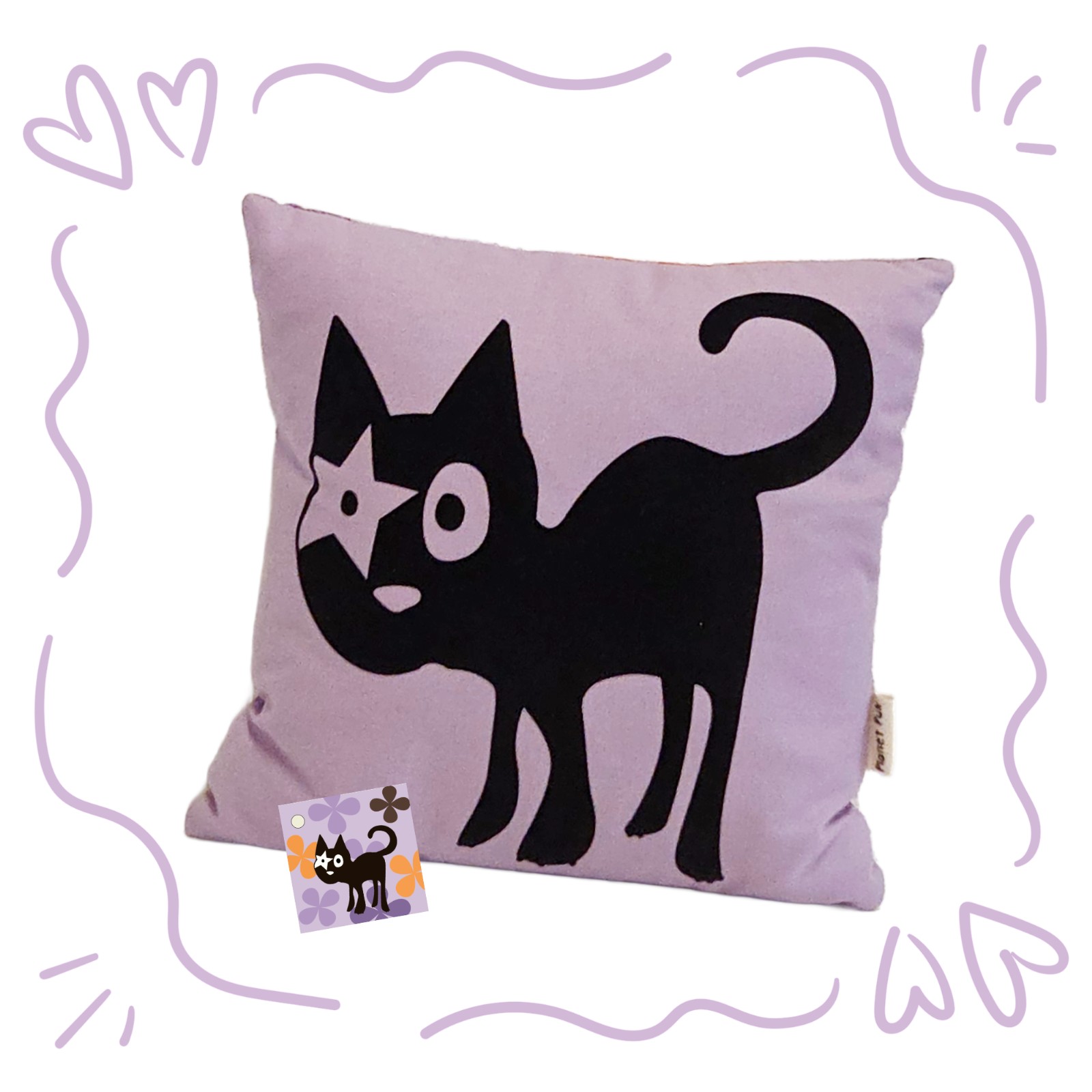 2 delige set kinderkamer accessoires met Hoshi de Kat en gratis cadeaukaartje | Lila