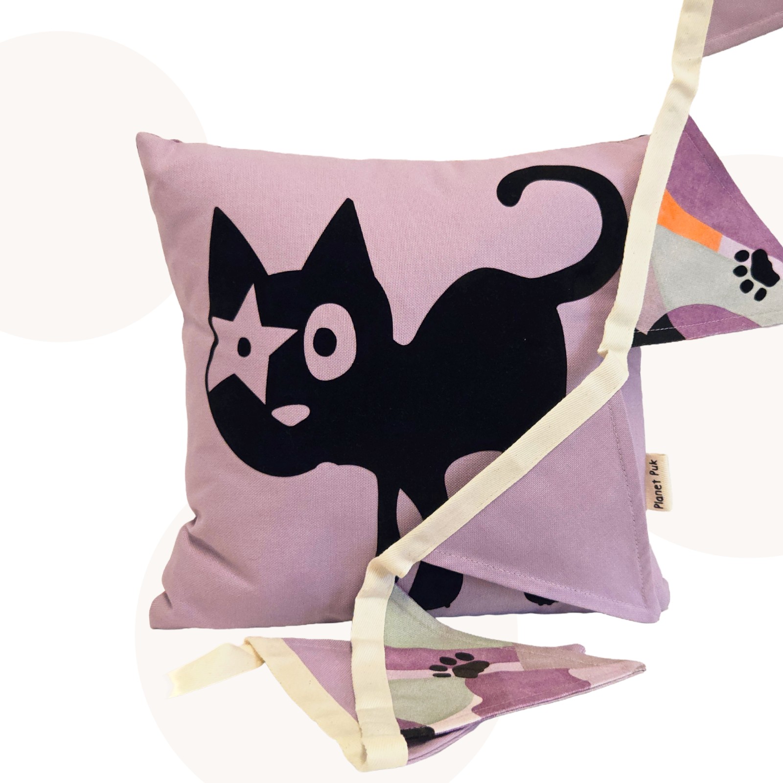 2 delige set kinderkamer accessoires met Hoshi de Kat en gratis cadeaukaartje | Lila